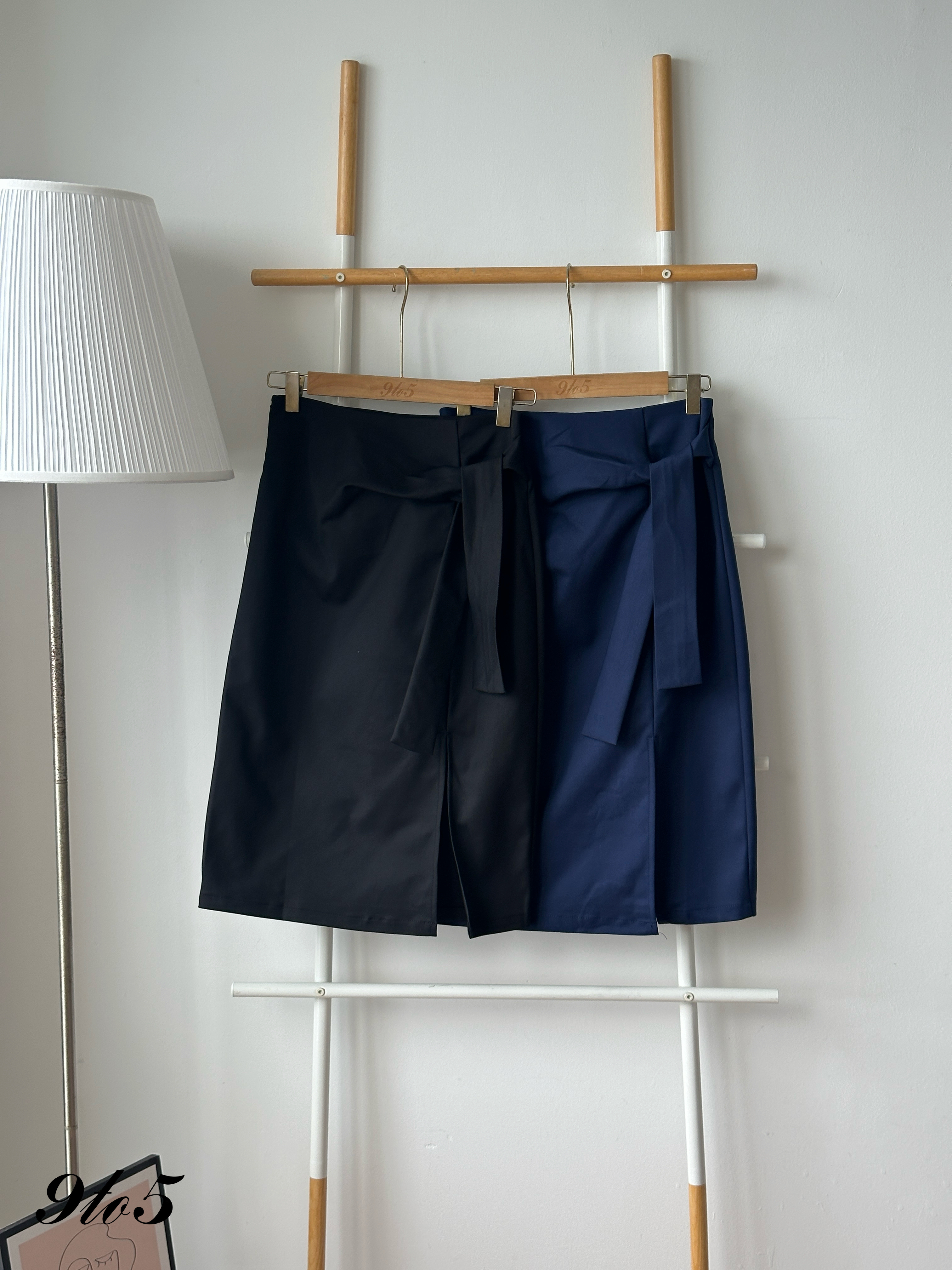 S1978 Side-tie Pencil Skirt - Black & Blue