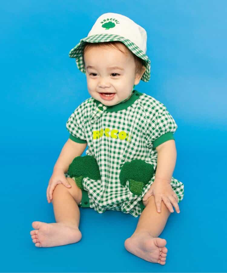 🇯🇵預訂 日本直送🇯🇵BREEZE兩色蔬菜毛毛貼花格紋遮陽帽