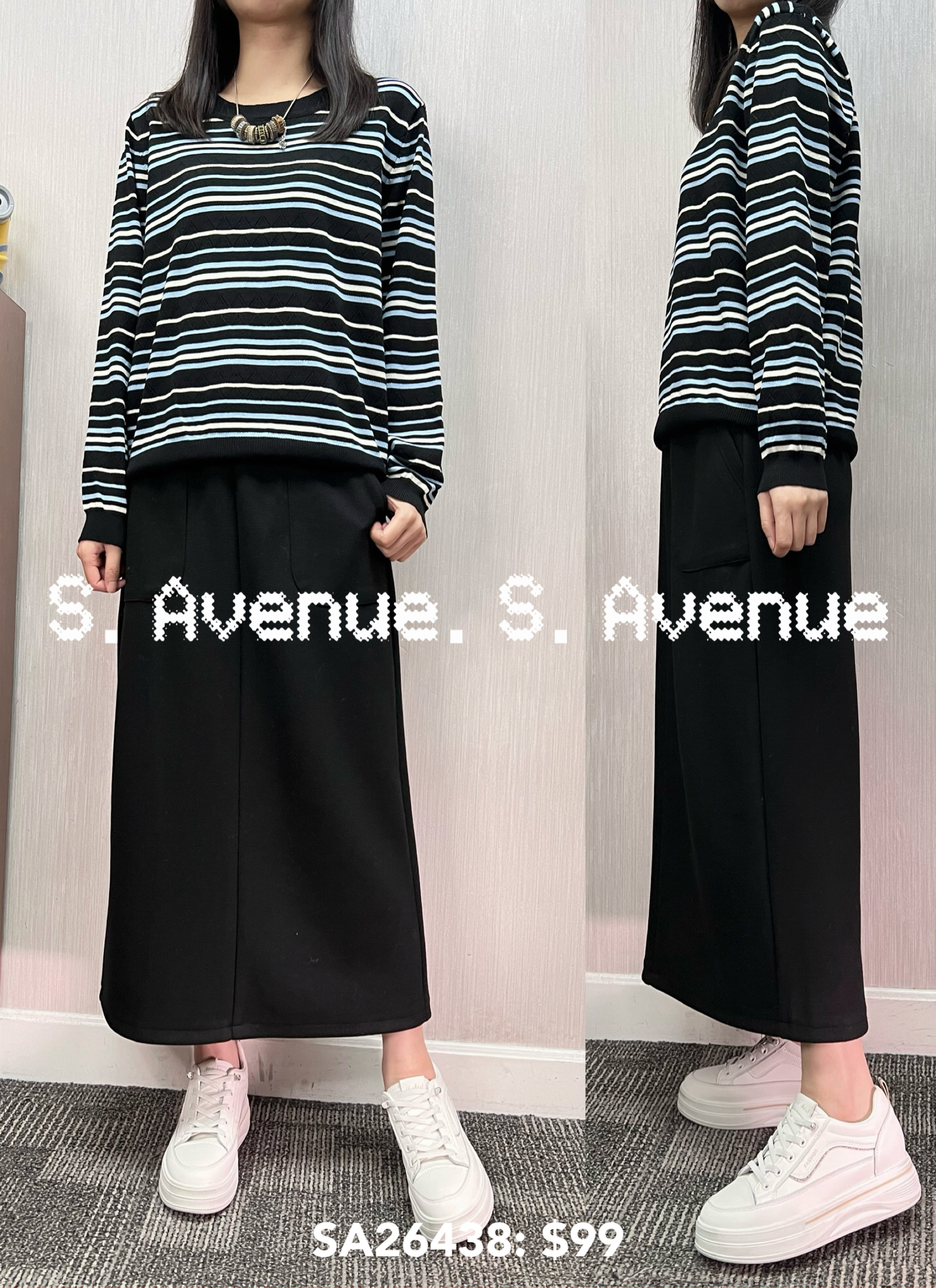 SA26438: 長袖彩間線top