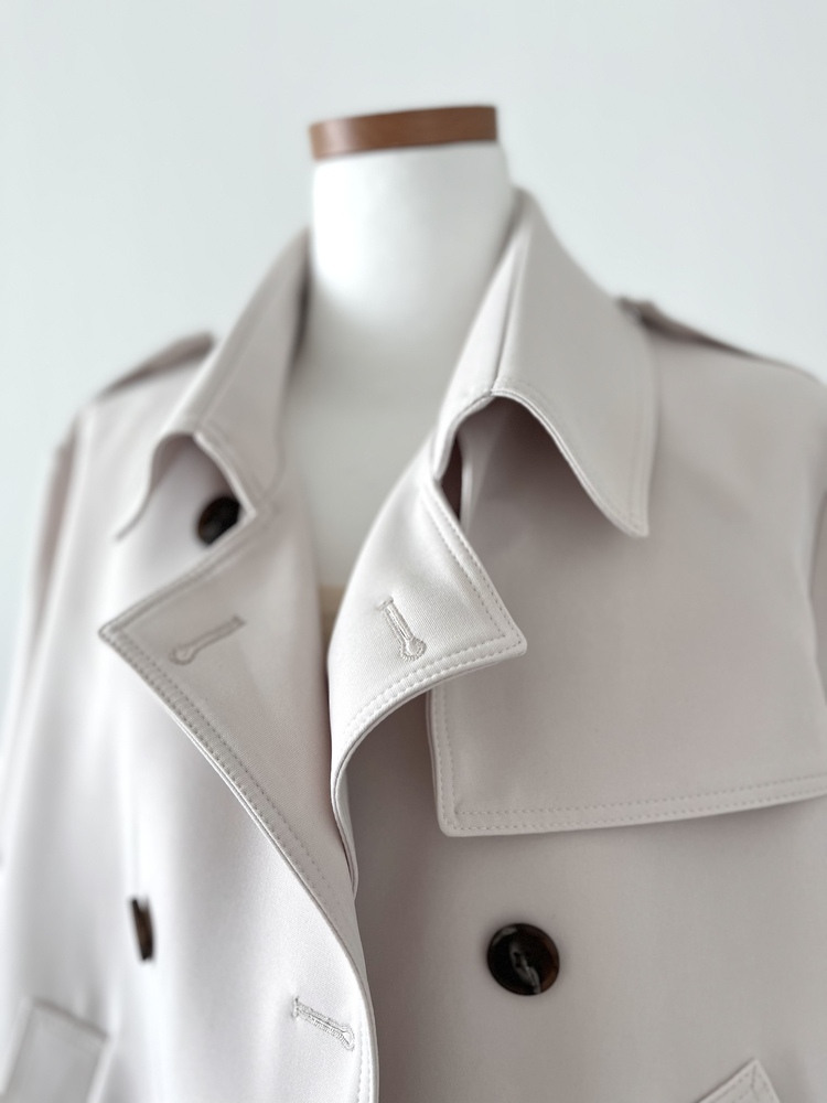 Trench-Style Short Coat (Cream)