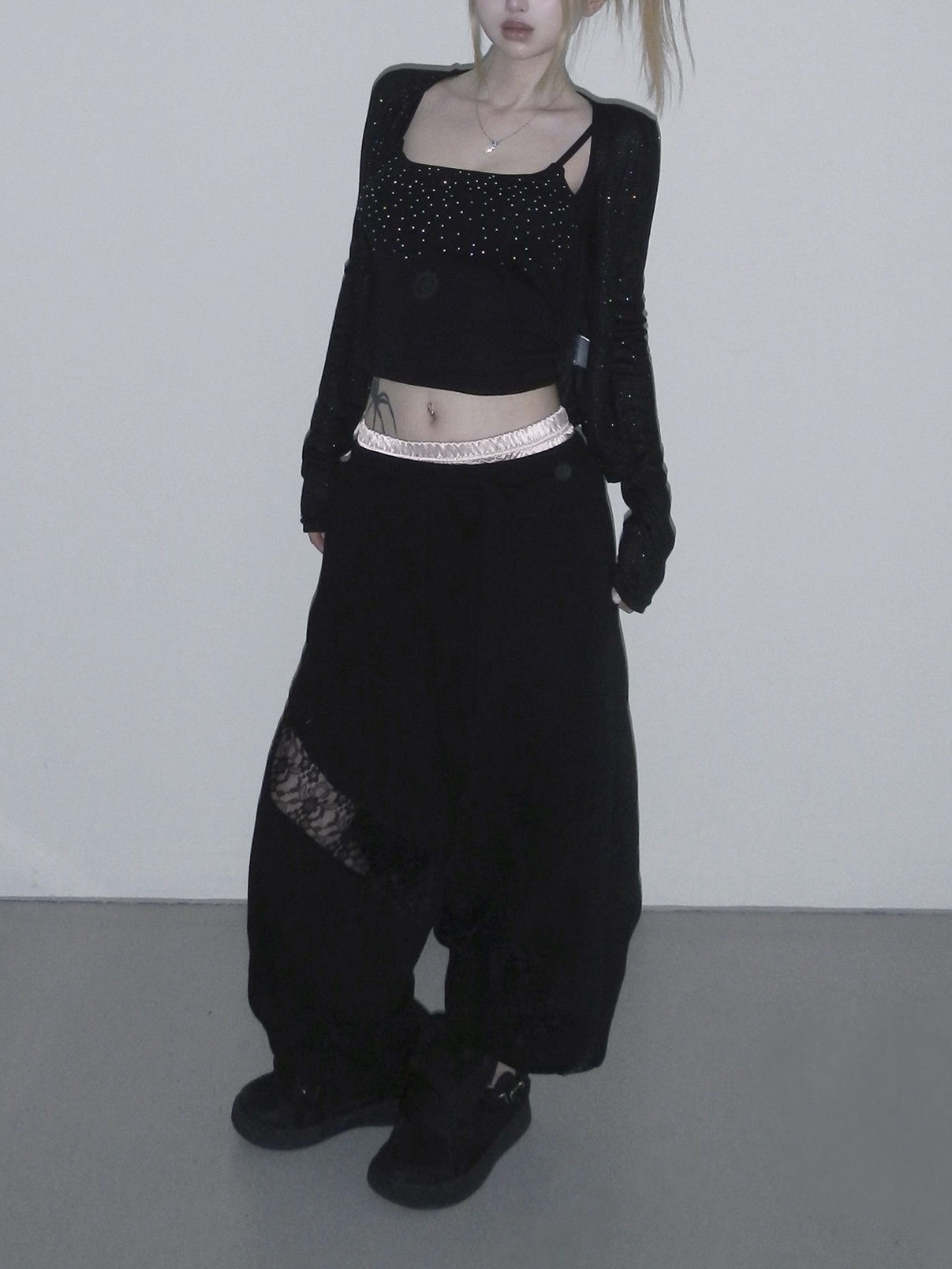 Double-Waist Lace Sweatpants