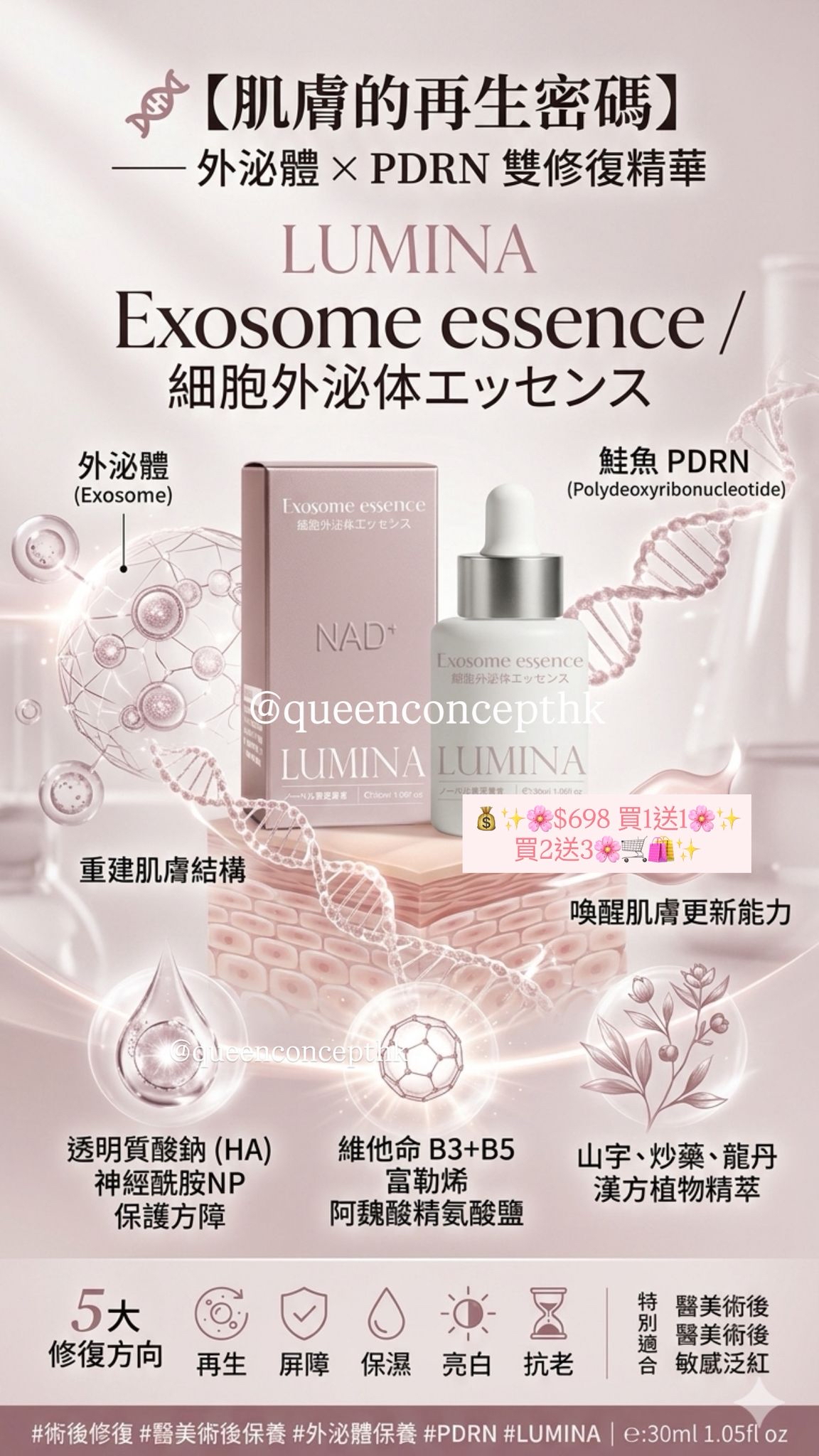 LUMINA 外泌體× PDRN雙修復精華 (30ML)