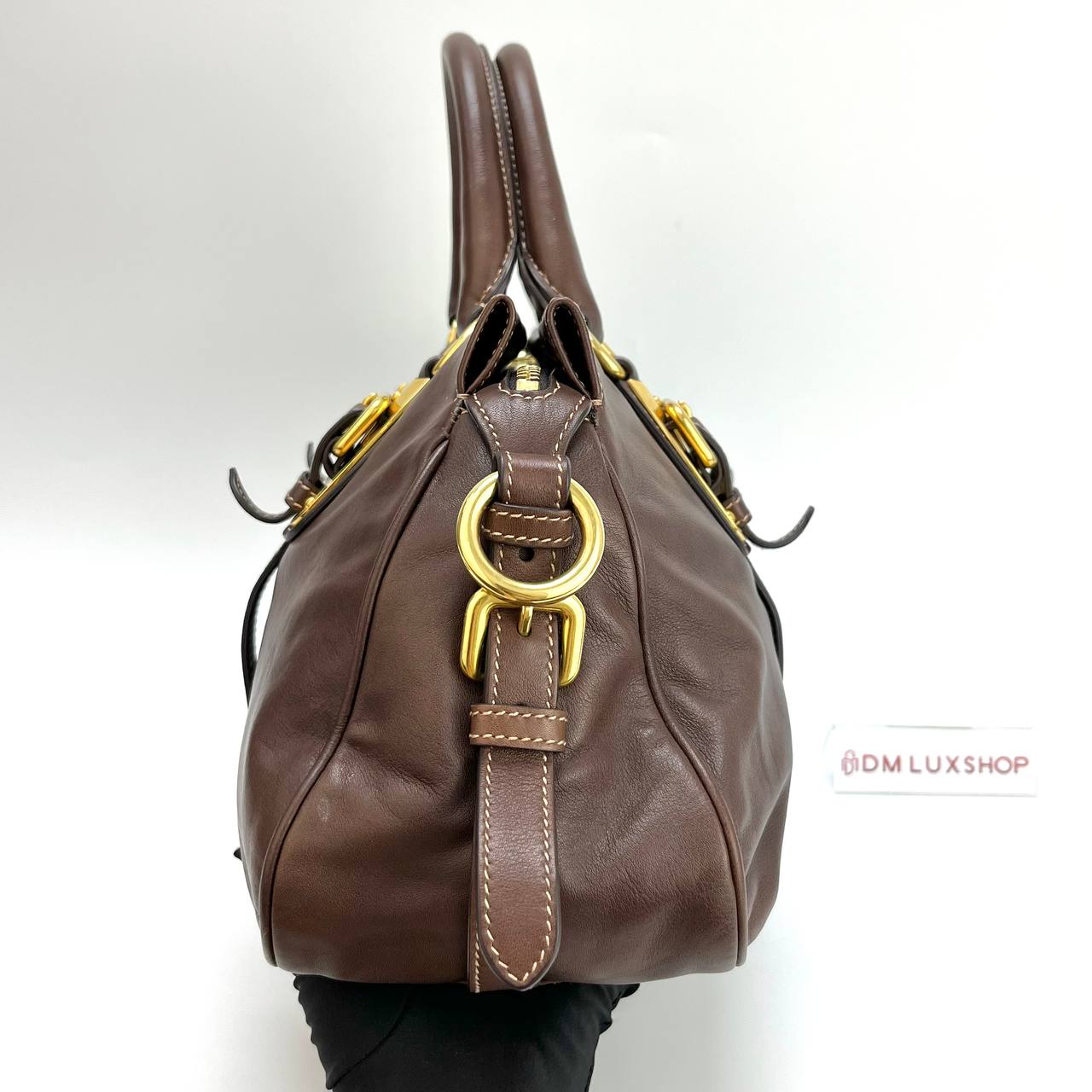 Prada Brown Leather Tote Bag GHW