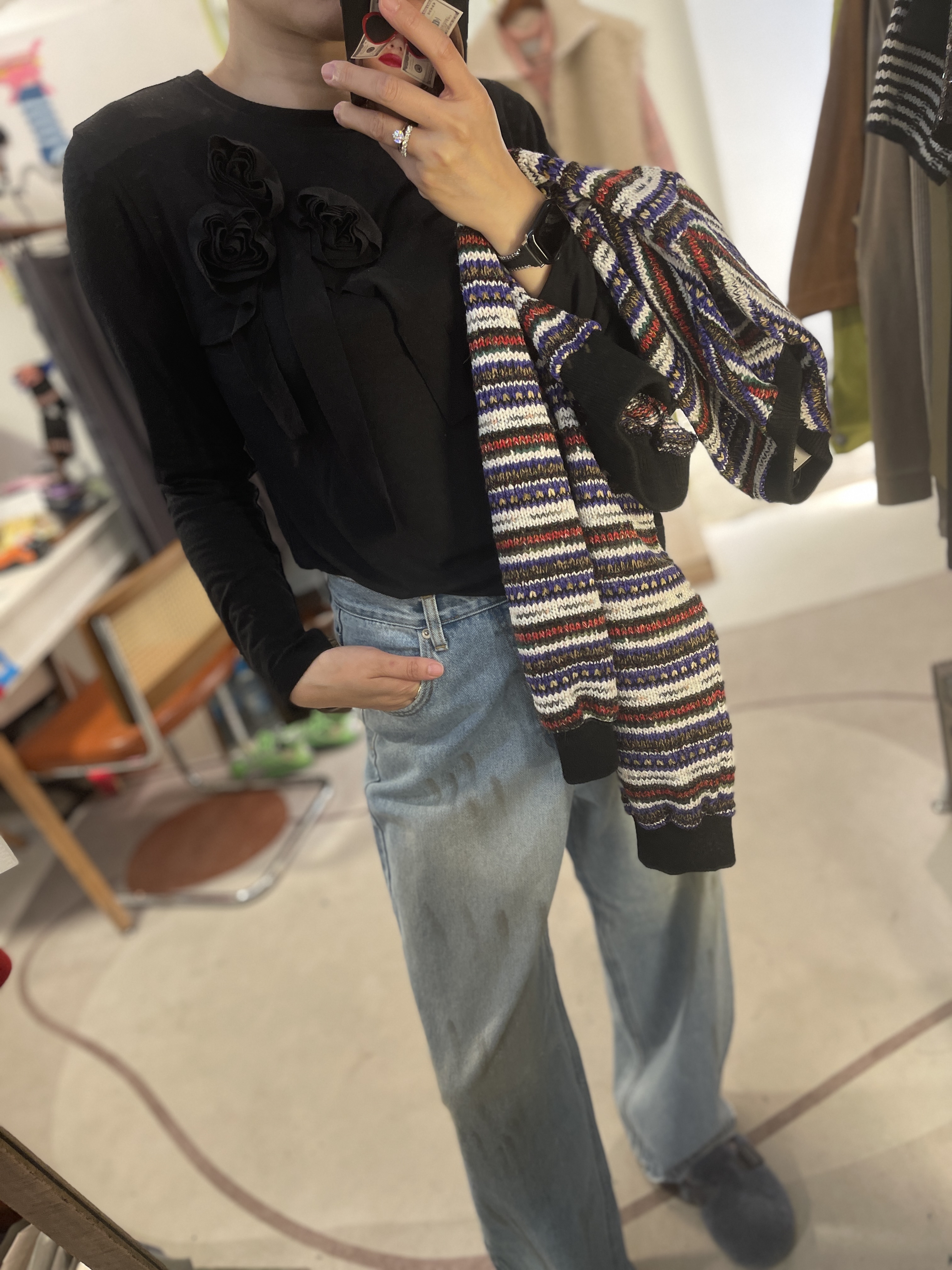 Black rose cotton tee