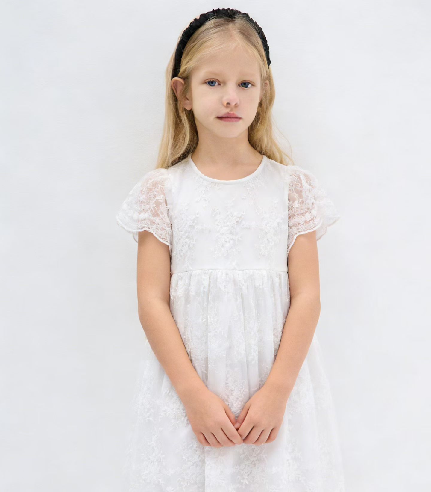 出口美國單女童 白色White Lace Party Dress (現貨品)