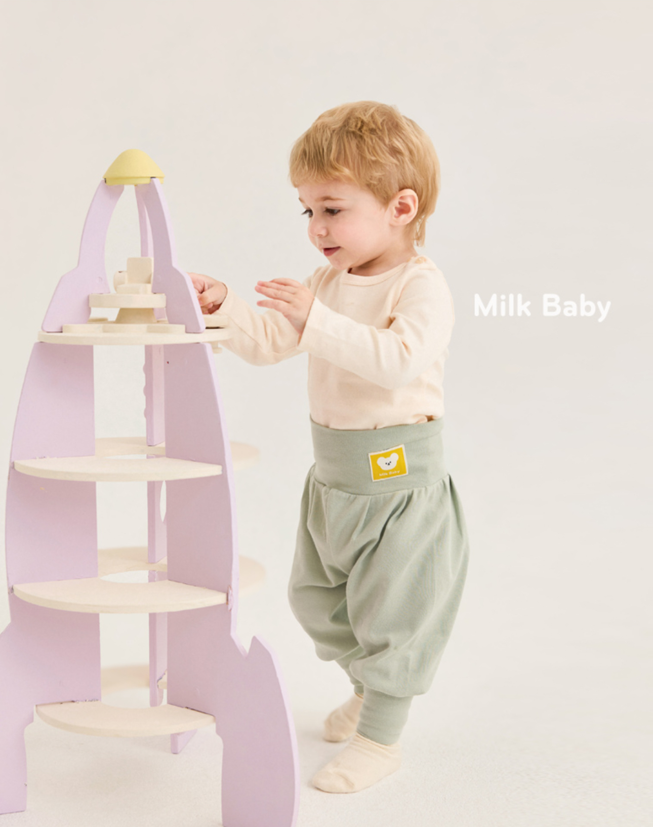 🌸預訂 韓國直送🌸🇰🇷Milk Baby兩色小熊標籤長袖包腹家居服上下套裝