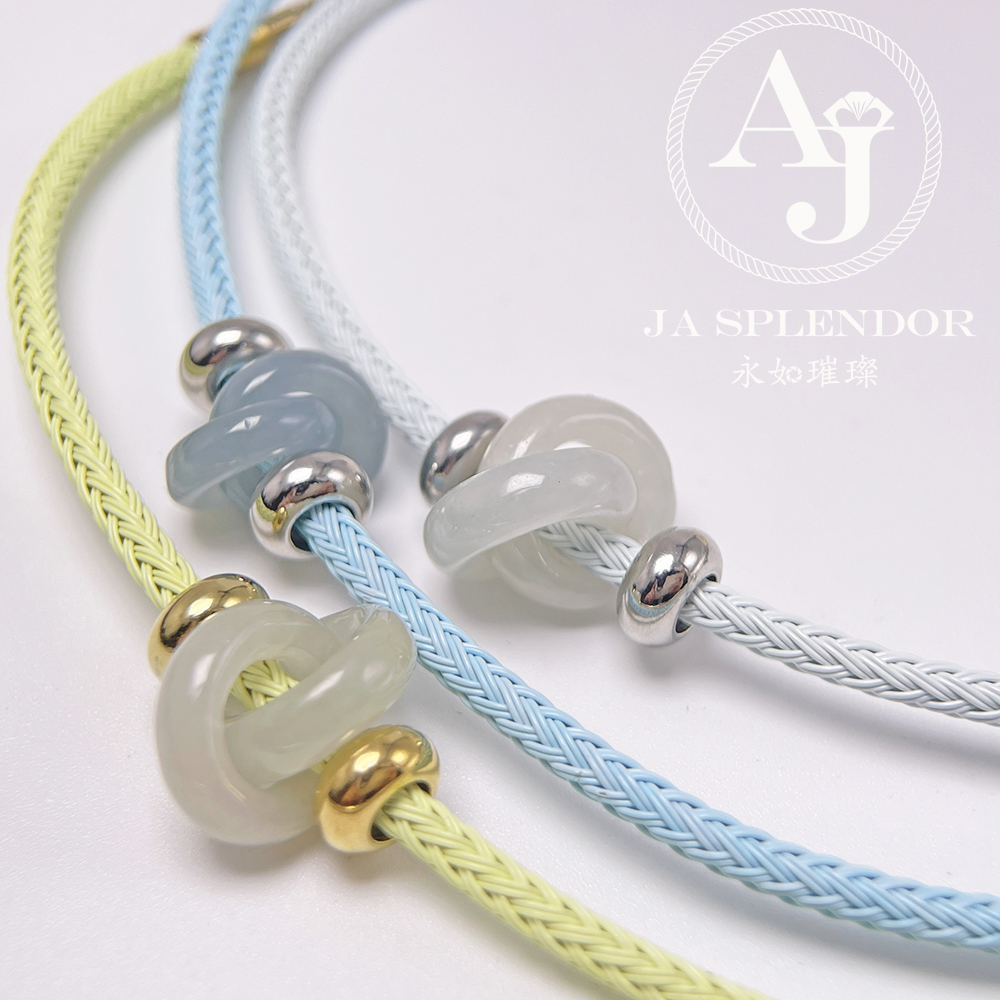 JN-2262 天然翡翠A玉 【愛永恆】環環相扣不鋼防水、防敏手鐲