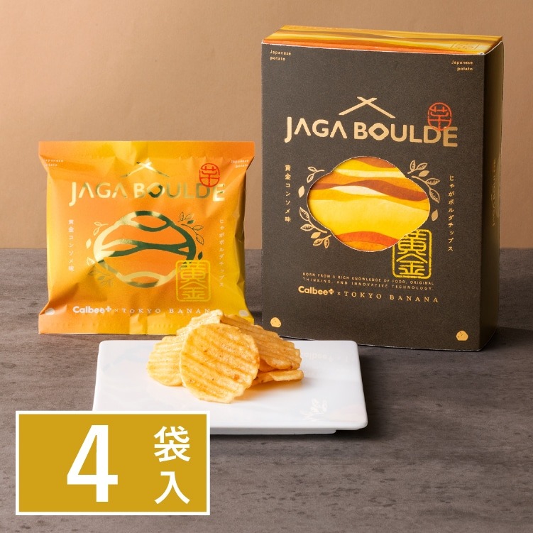 [訂購] [日本製] Calbee+ × 東京ばな奈 厚切薯片 ｜  濃郁黃金清湯風味 ｜ 4袋入 ｜ 賞味期限：20-30日 {TF2605039}