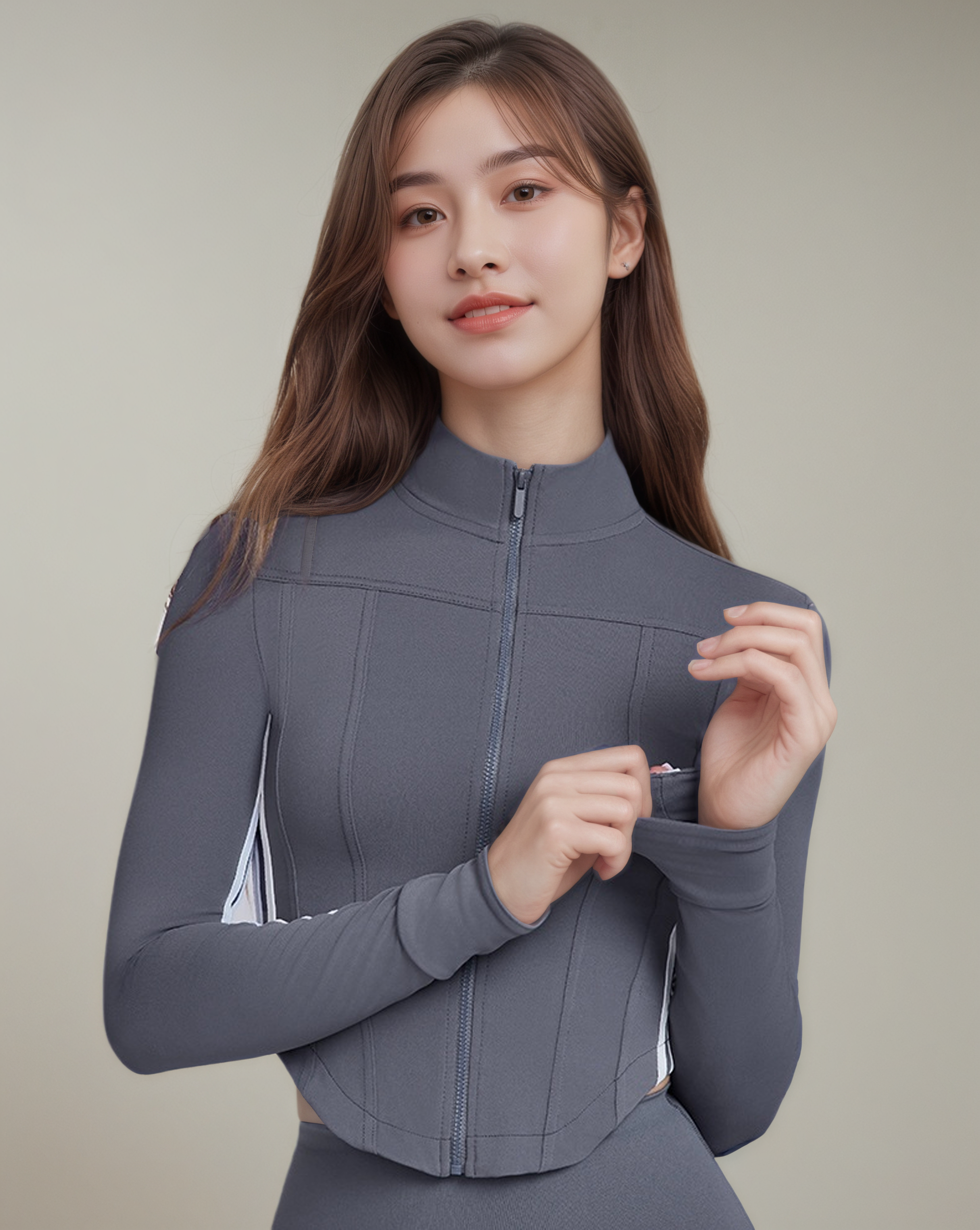 高級感修身立領拉鍊瑜珈外套