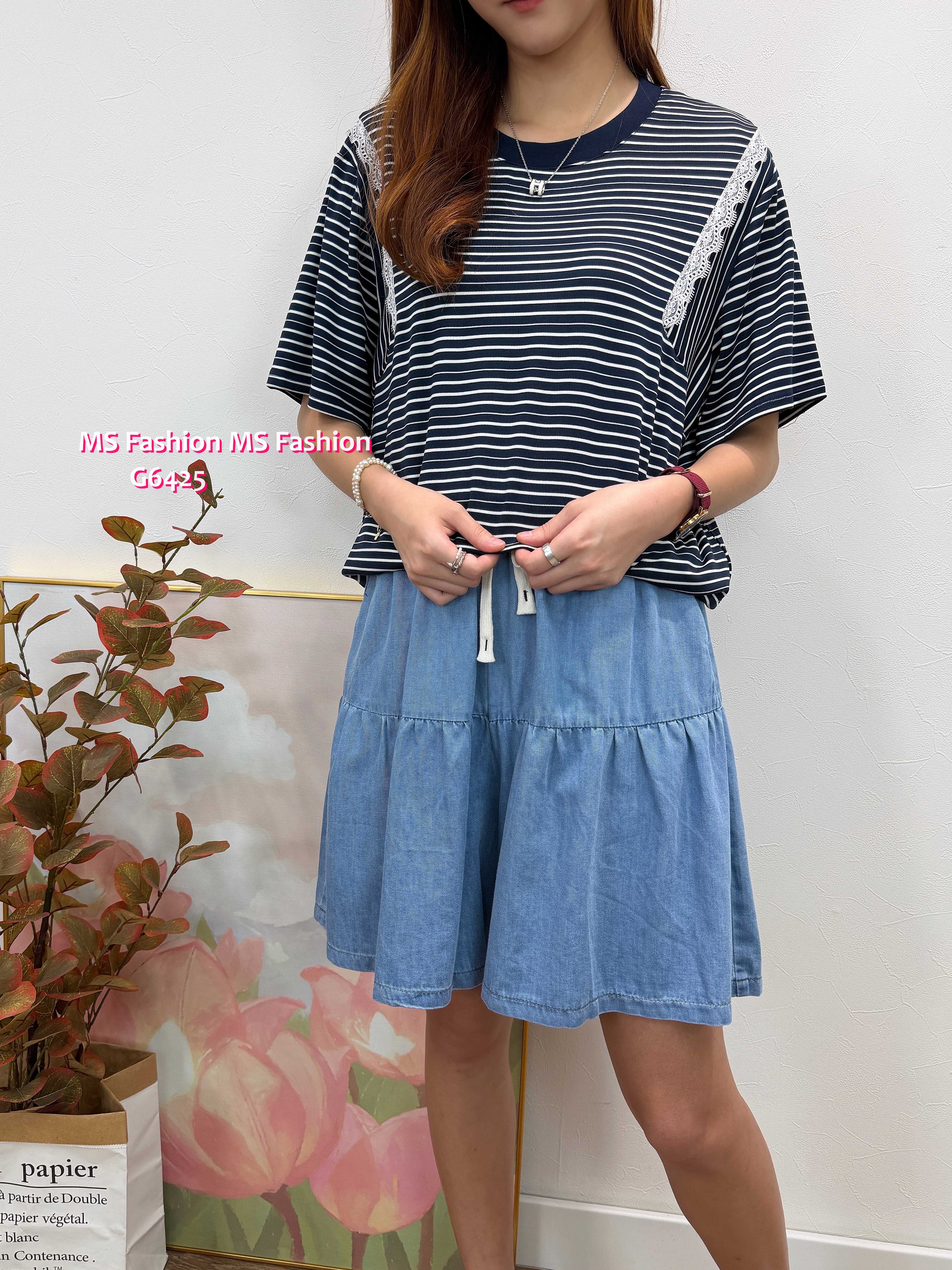 G6425 拼lace橫間top