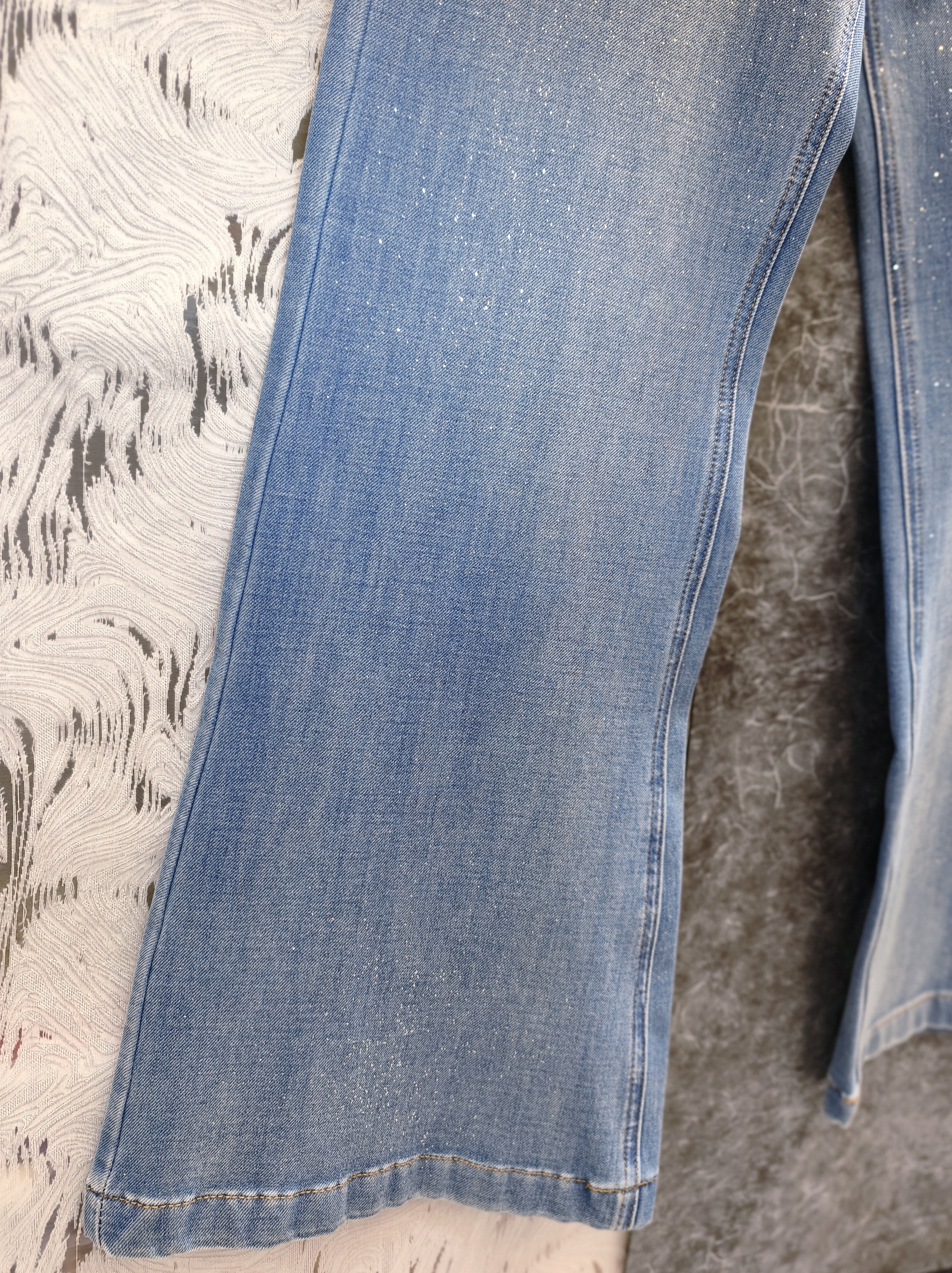 銀閃喇叭簿牛仔褲