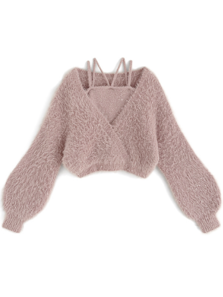 多個穿法💓微閃毛衣套裝(背心+上衣)(JP)粉紅色311966