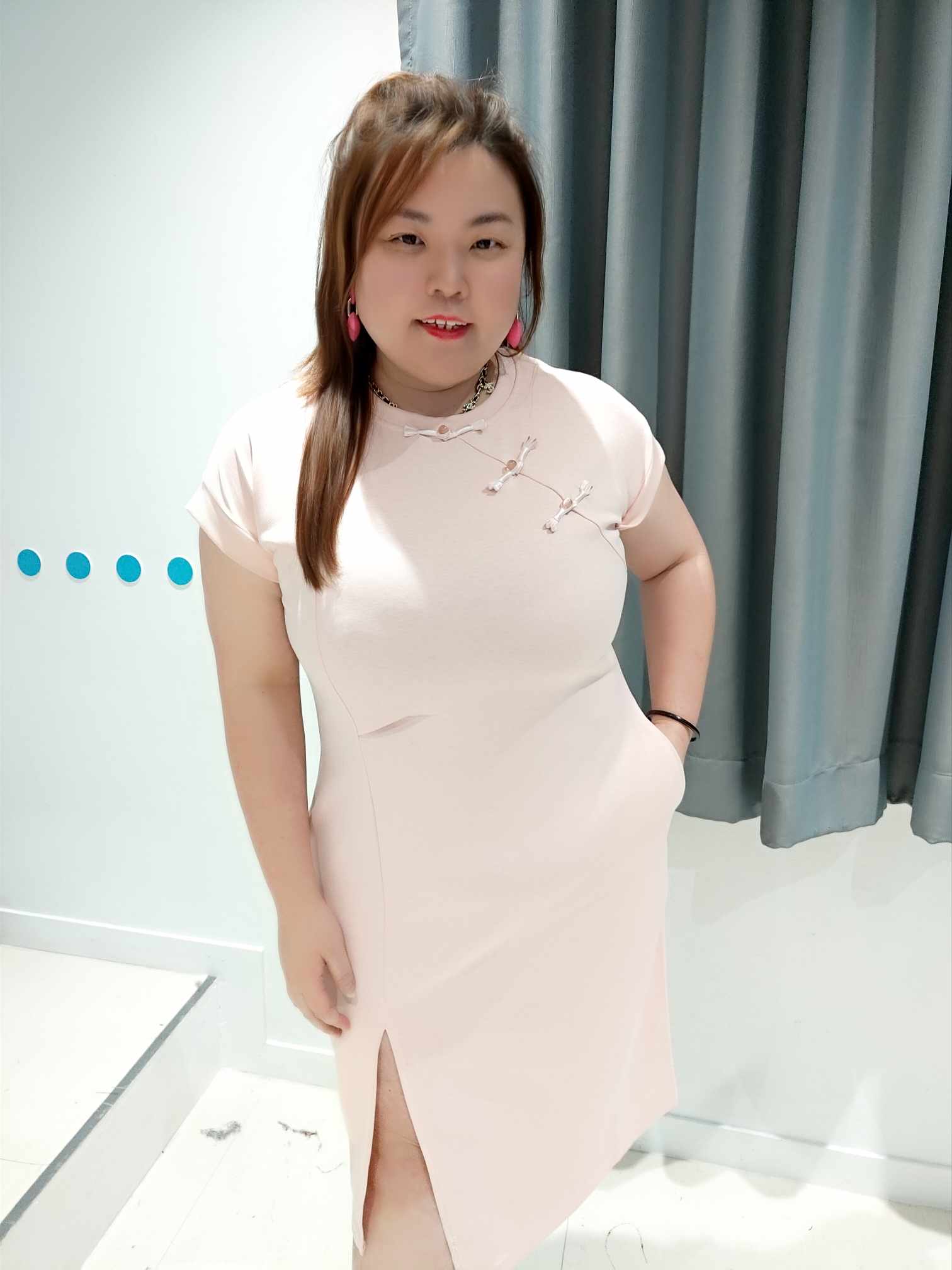 DSC01（4168#）新中式前开叉设计旗袍连身裙