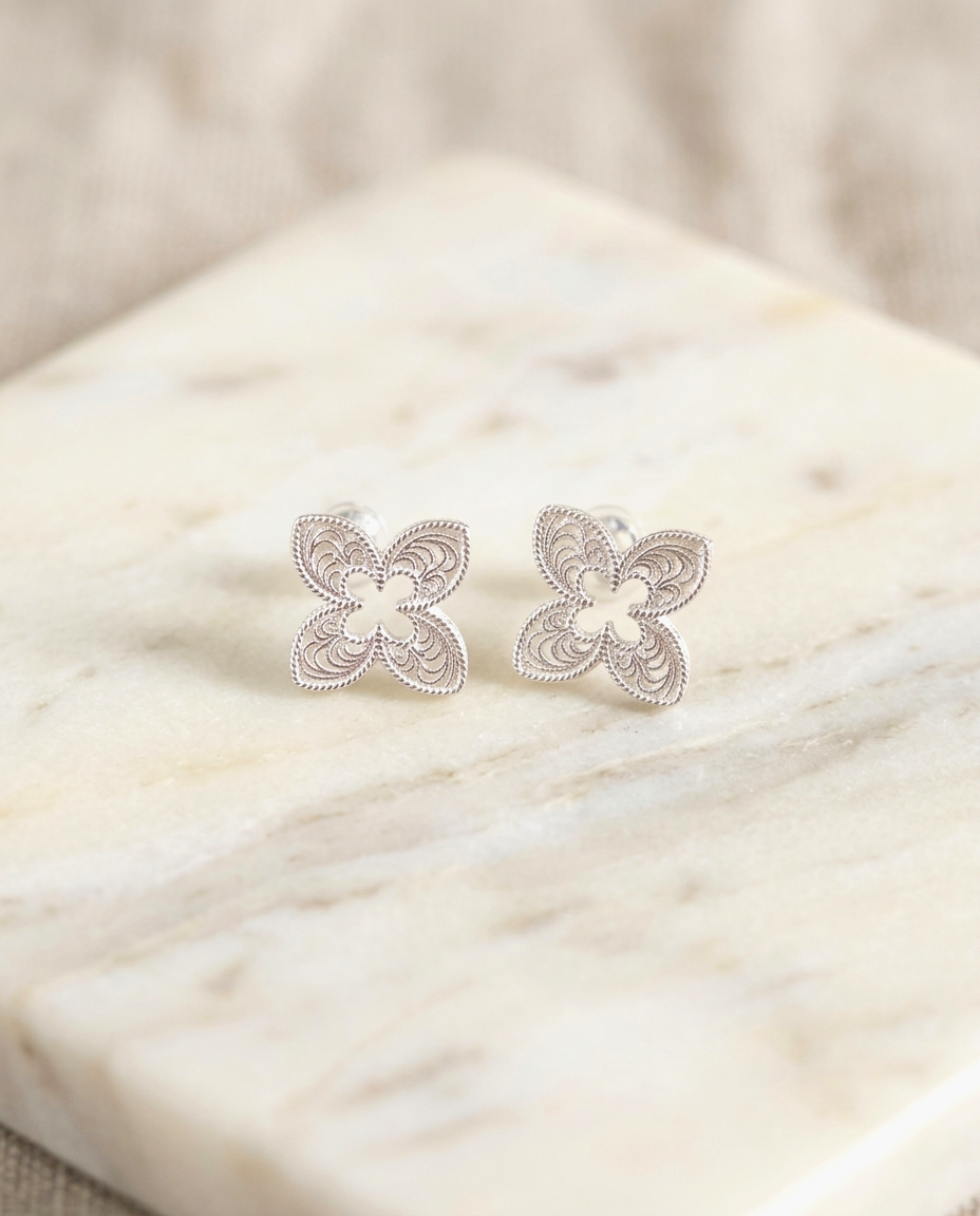 S925 - EE0290 Petal Cross Earrings