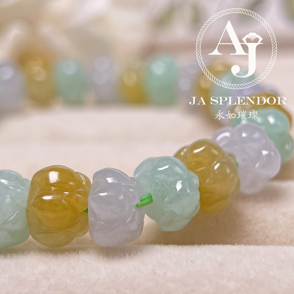 JB-253 - 冰種三彩福祿壽招貴人年年有餘蓮花手串