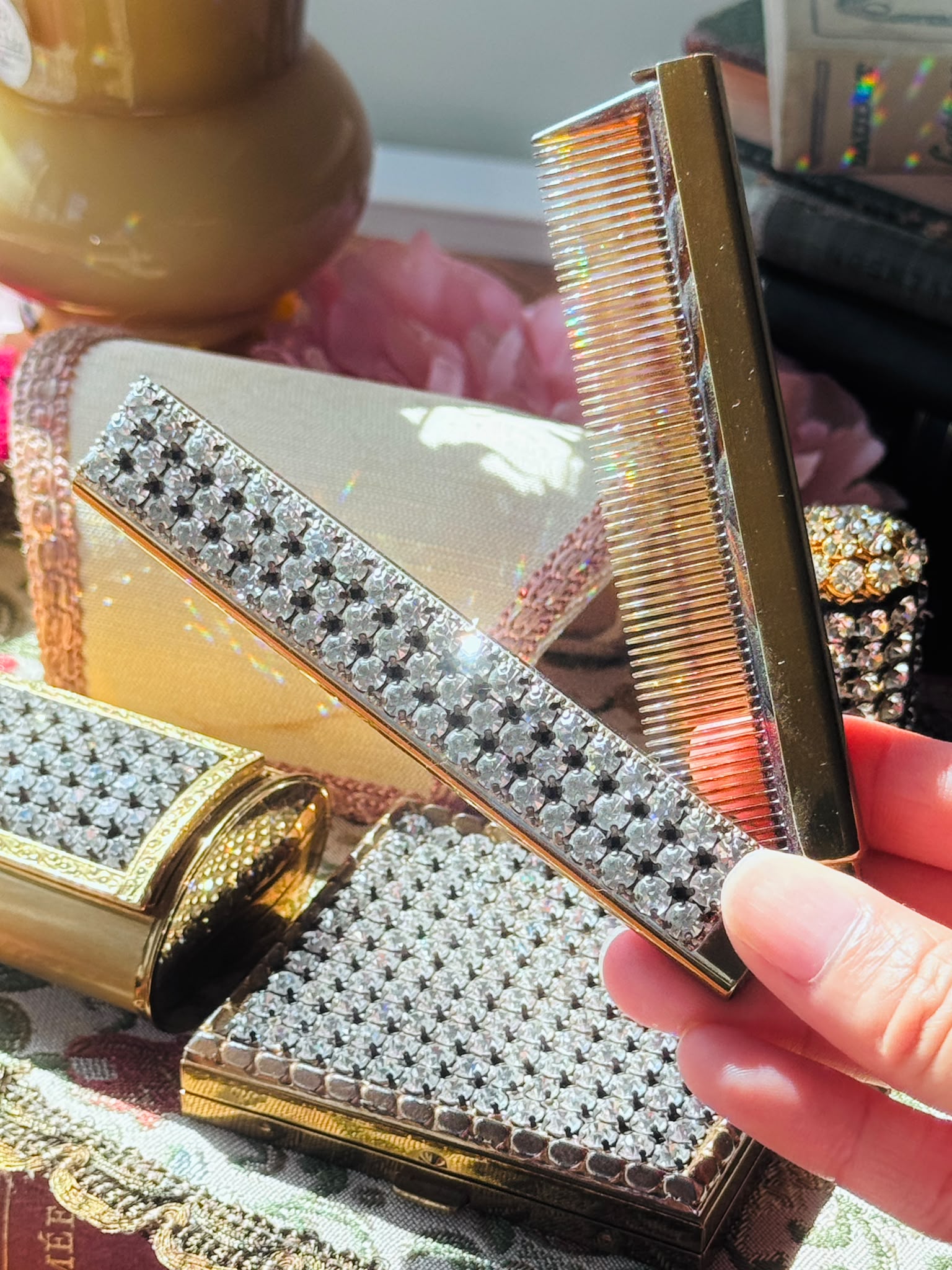 C.a. 1950s Sparkling Rhinestone-Studded Vanity Set of 4 or 5(MT2667)