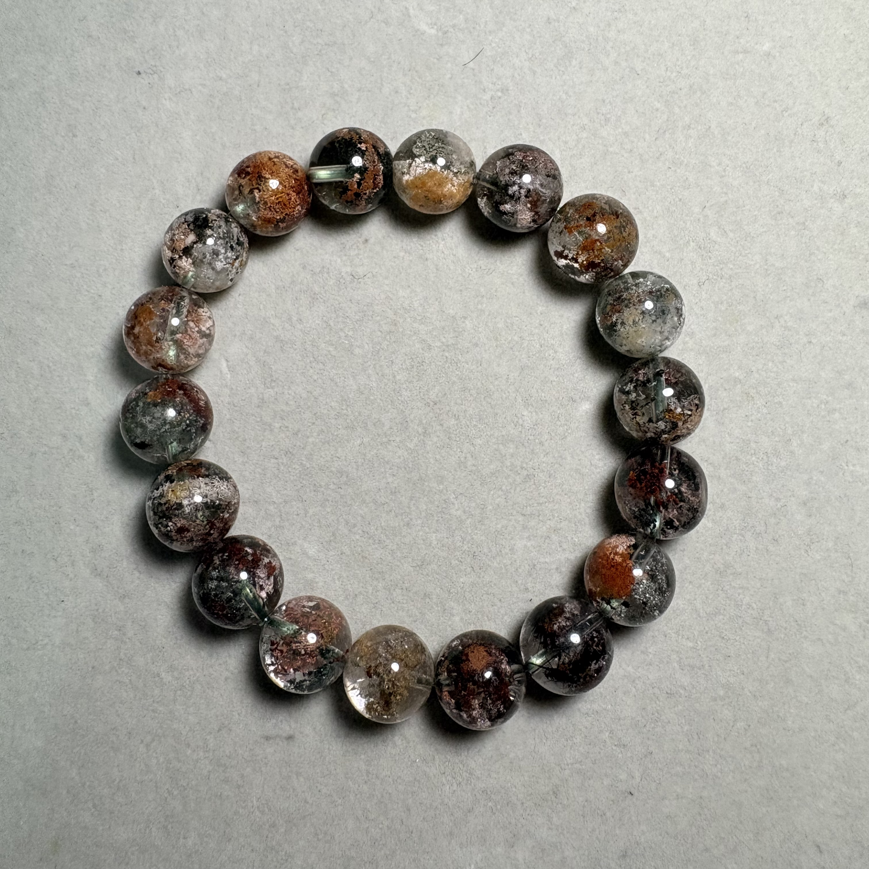 11mm彩幽靈四季平安晶石手串No.2725