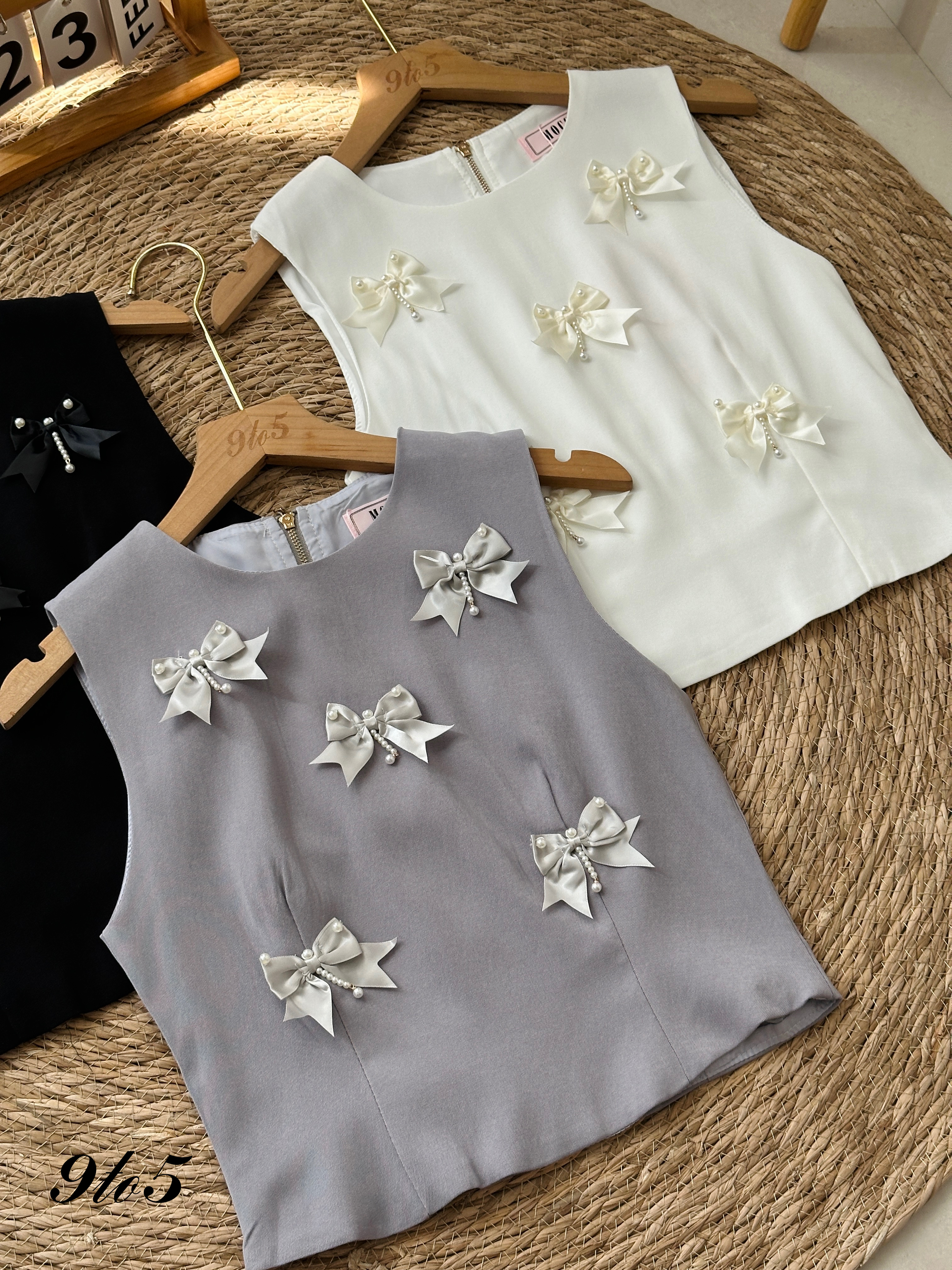 T3964 Sleeveless Ribbon Top - 3 Colors