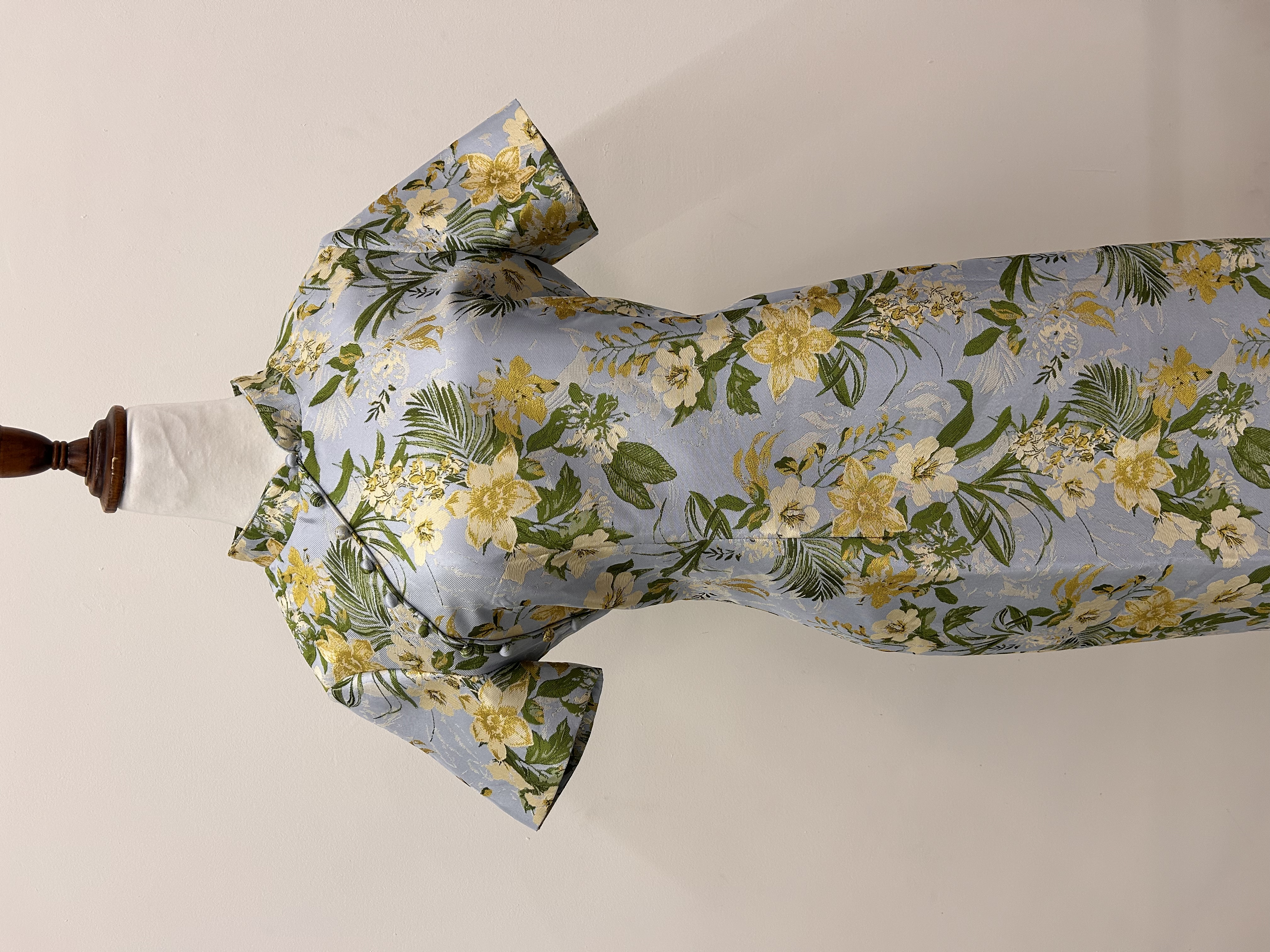 564.WB Midi Length Qipao with Sleeve -Yellow