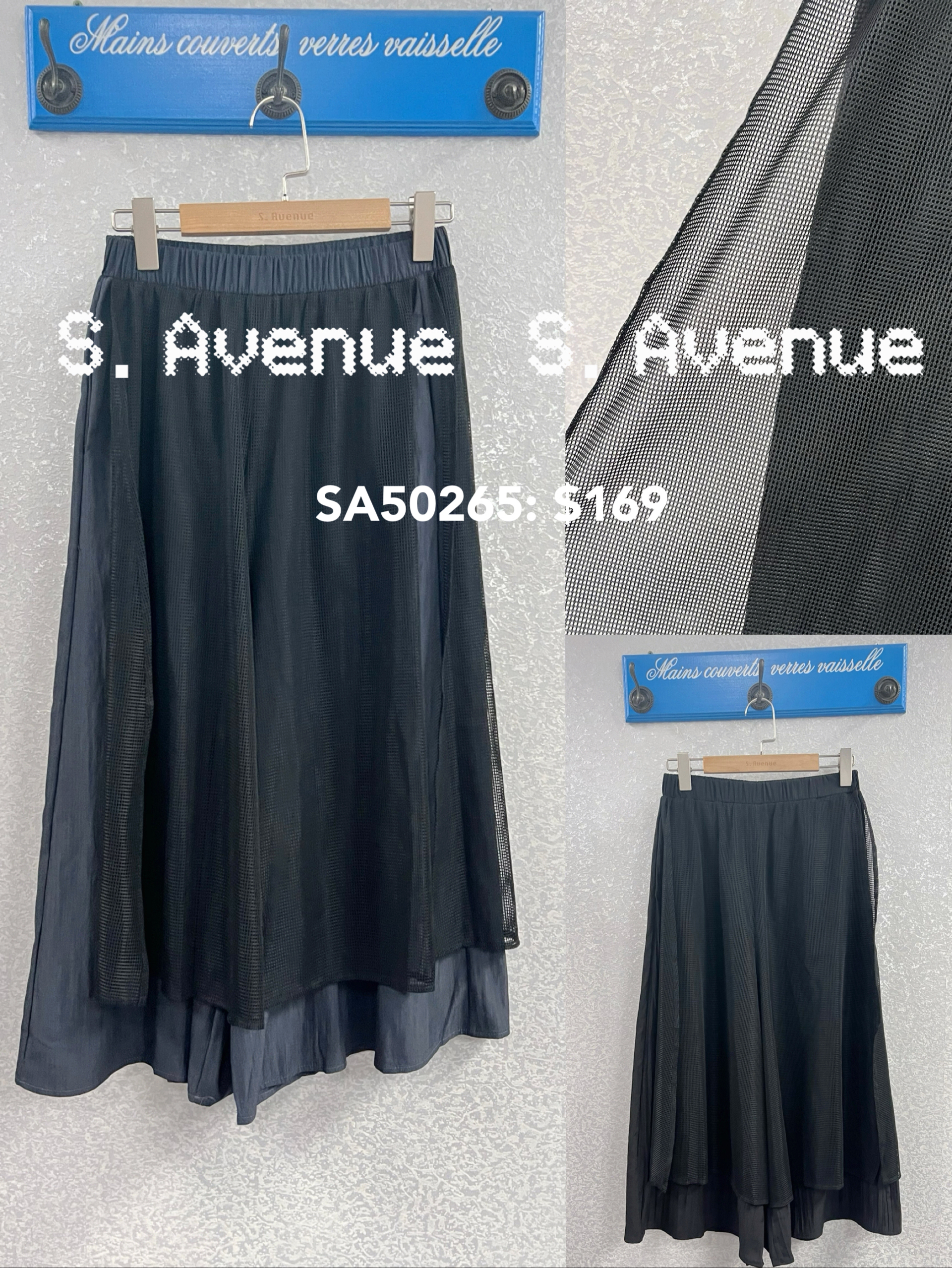 SA50265: 橡筋腰拼網面裙褲