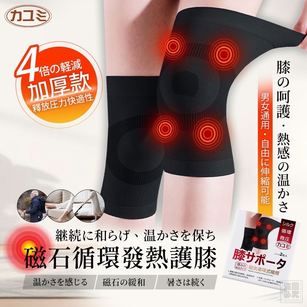 （約5月中到貨）🇯🇵日本カユミ佳由美-加厚款磁石循環發熱護膝1雙入💕