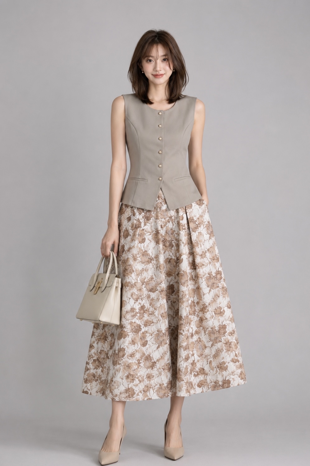 915852 Aurelia Tailored Gold Button Vest