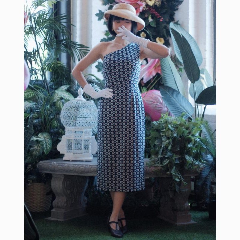 （SOLD OUT）- 1980s Inspired One Shoulder Summer Dress - Exotic Giorgia Dress (FM159)