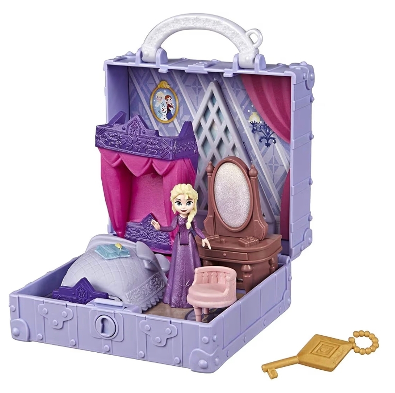 便攜Disney Frozen 2 Elsa手提寢室盒 冰雪奇緣Elsa房間玩具 便攜公主場景 女童角色扮演禮物