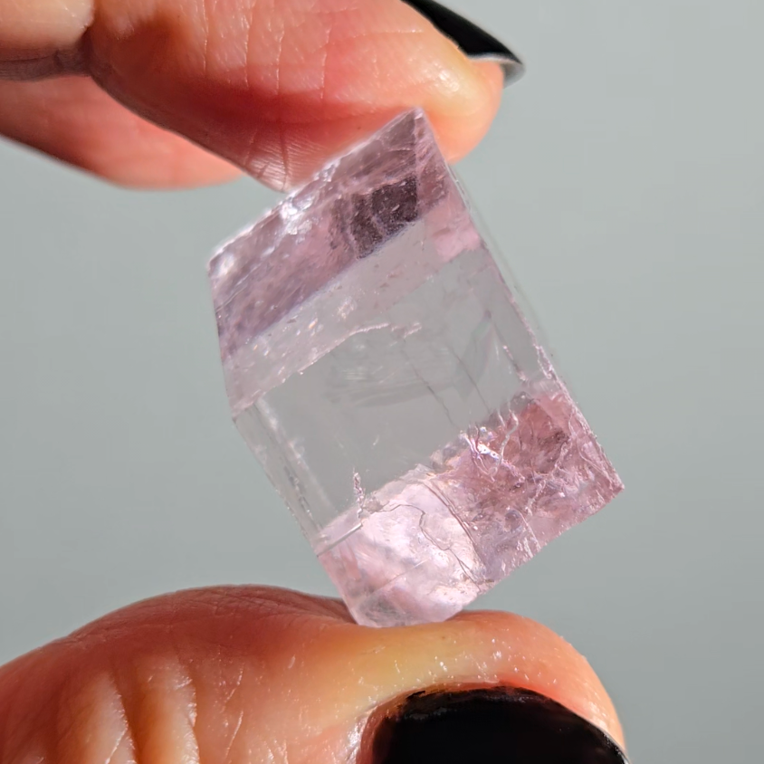 Purple calcite cube with rainbows - PC2