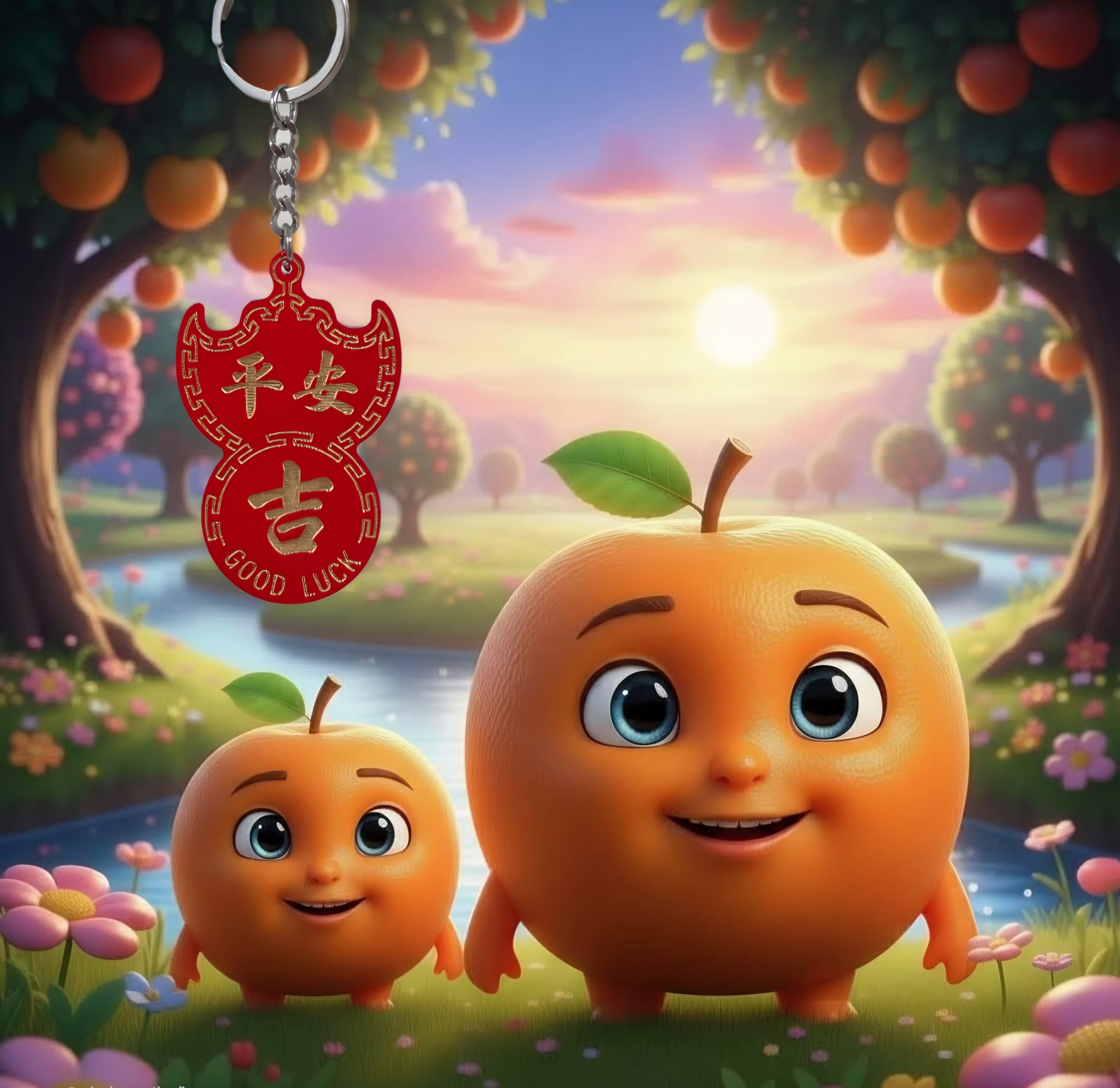 W53 喜慶蝠鼠吊金錢系列匙扣 平安吉 GOOD LUCK