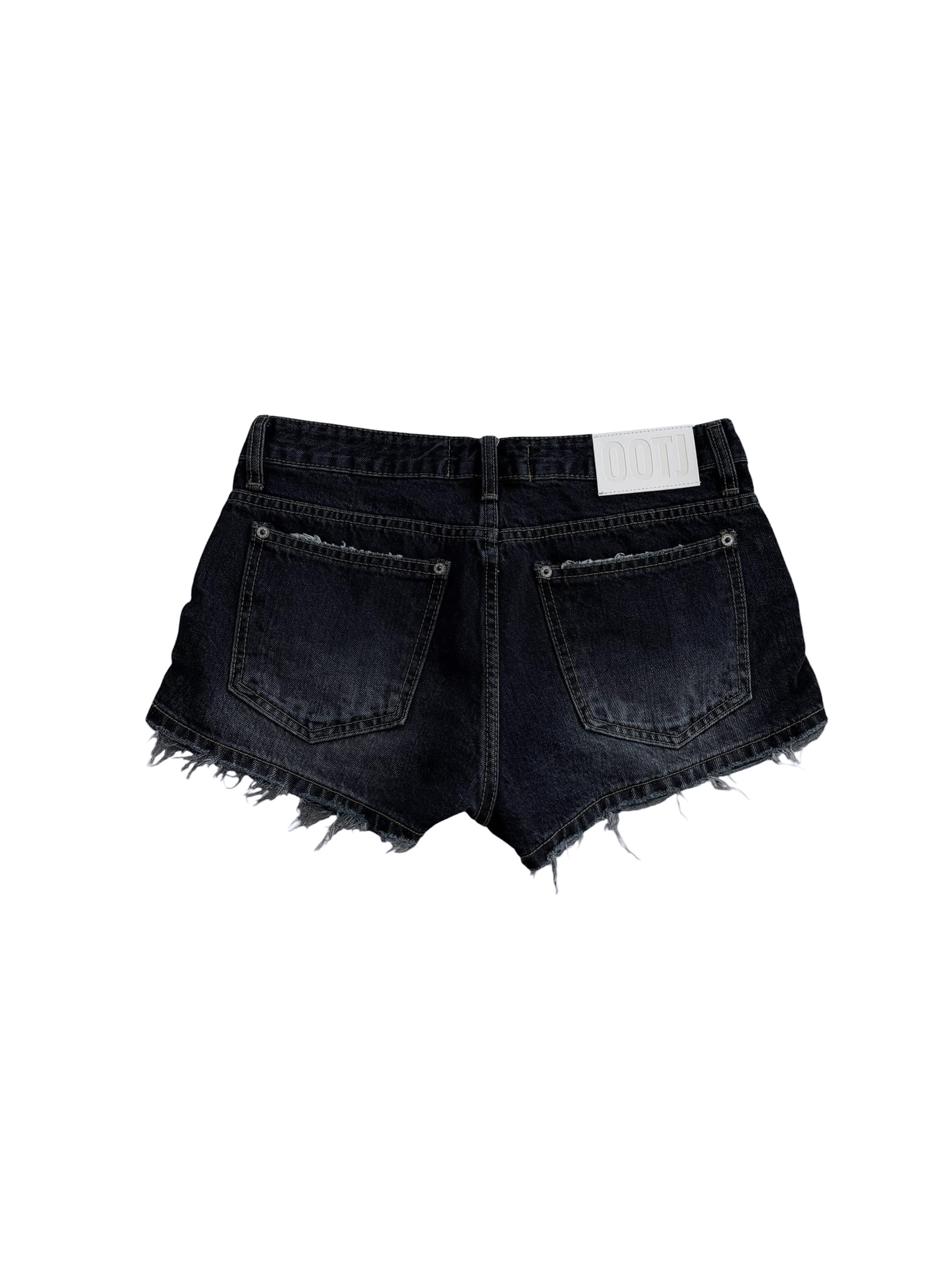Low-Rise Distressed Denim Shorts