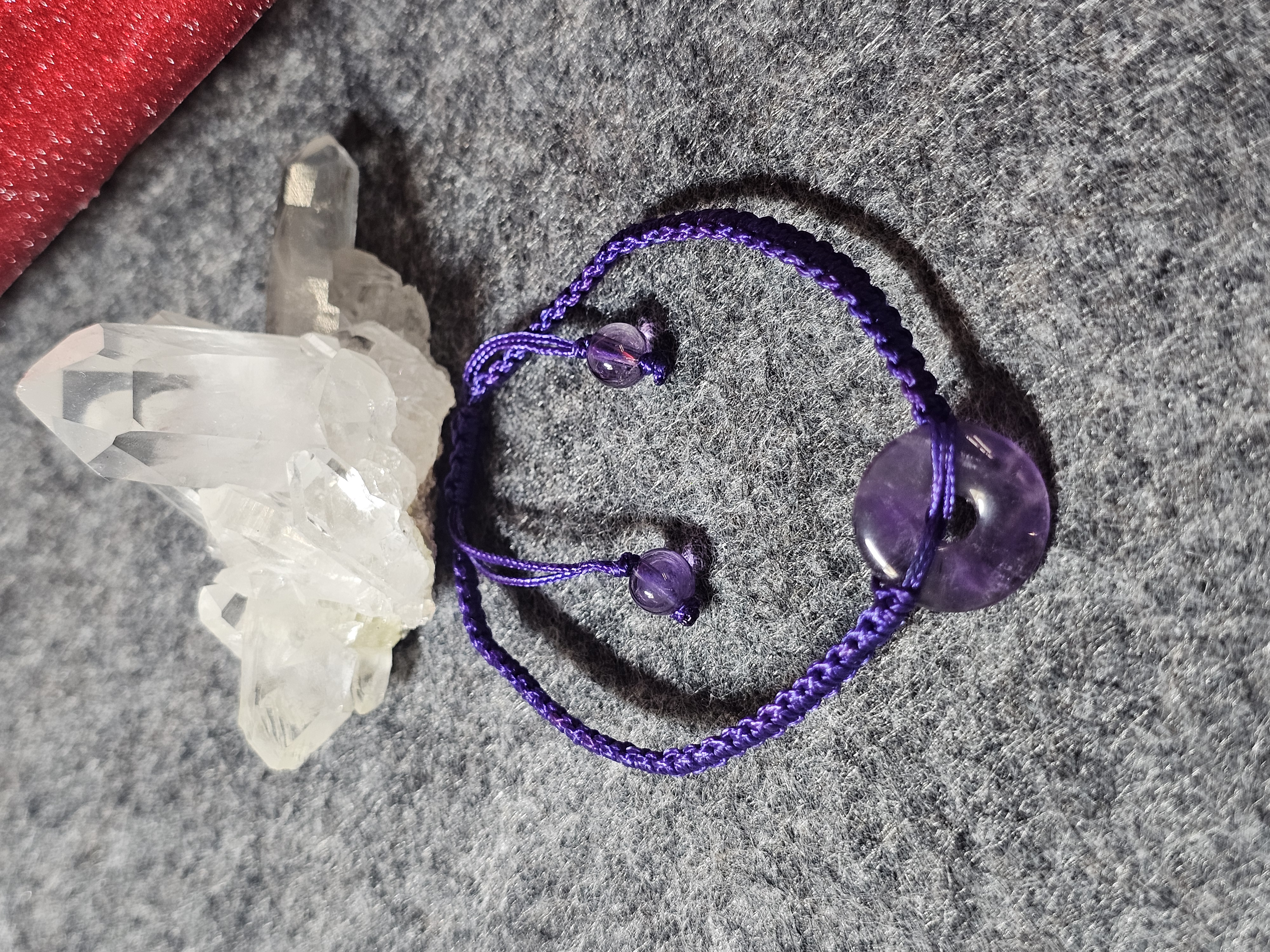 紫水晶平安扣織繩手鏈