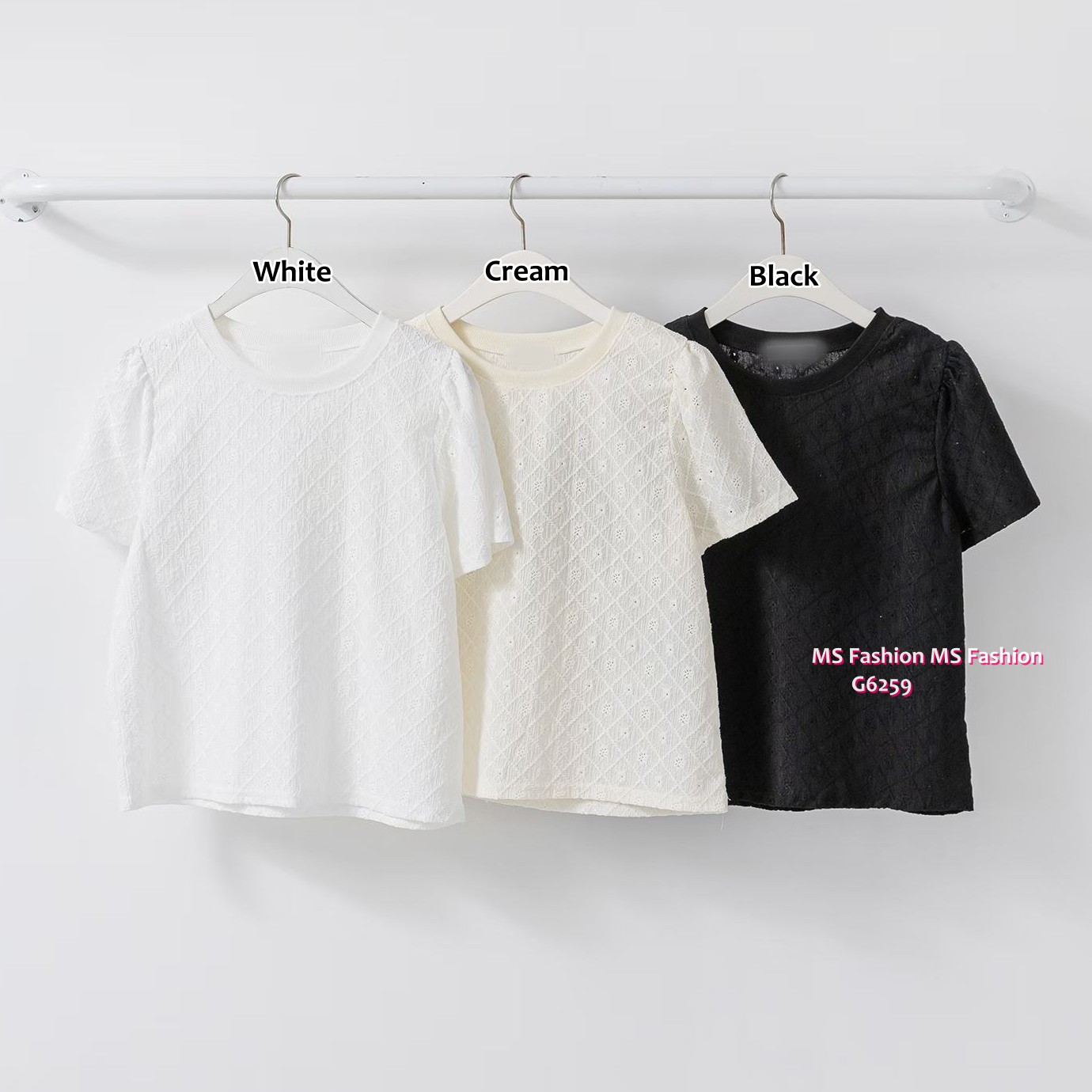 G6259 韓國🇰🇷格紋通花top