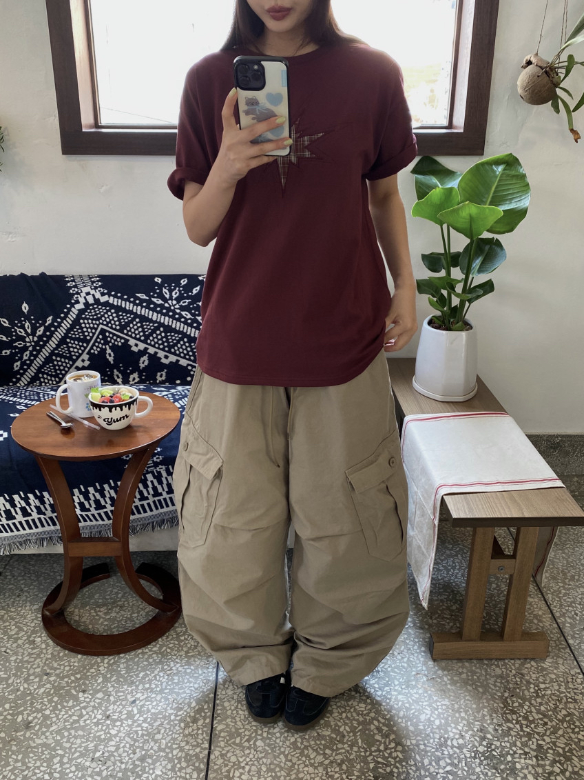 Plaid Star Patchwork Oversized Tee