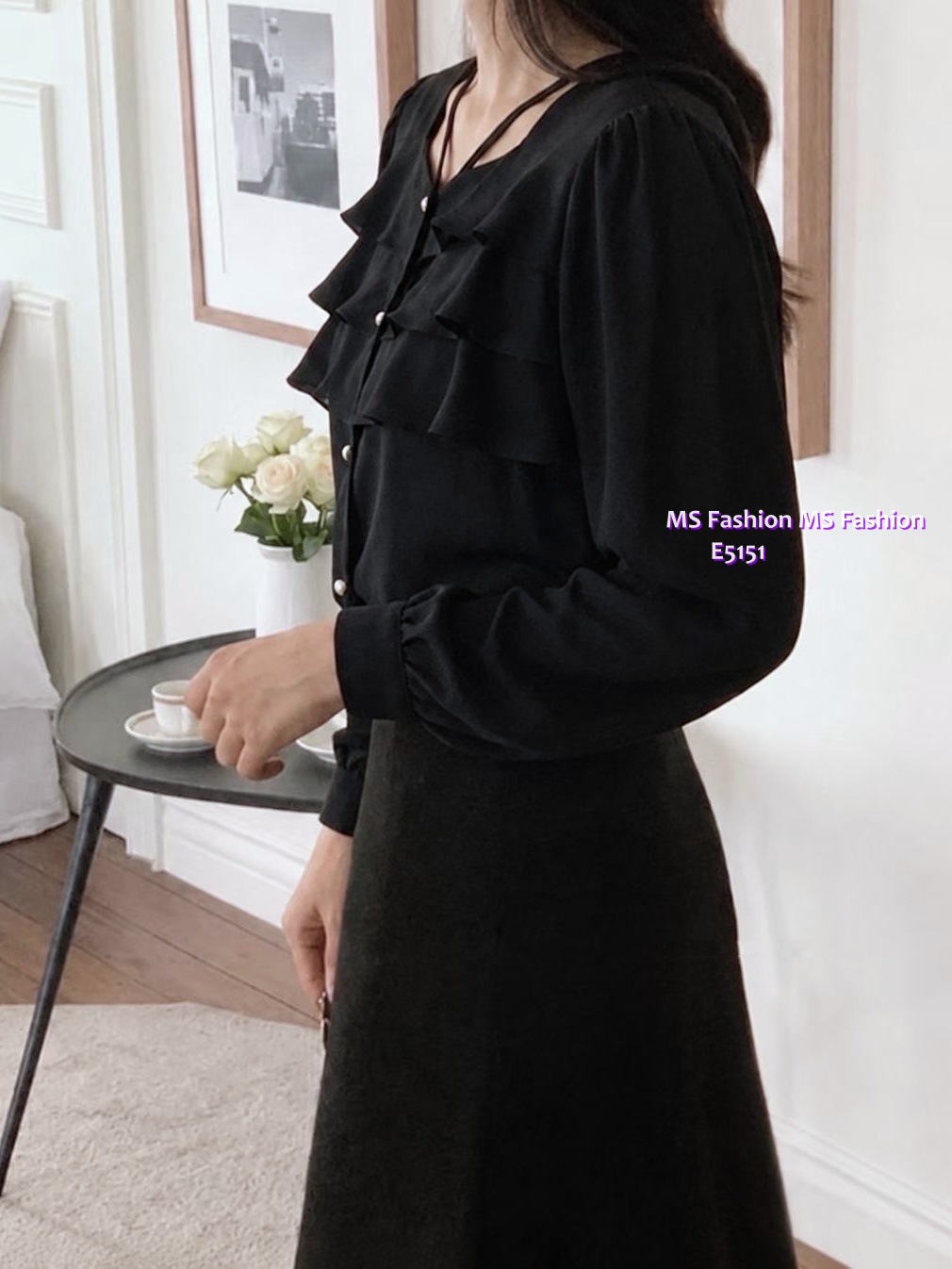 E5151 靚料特色領ruffle top