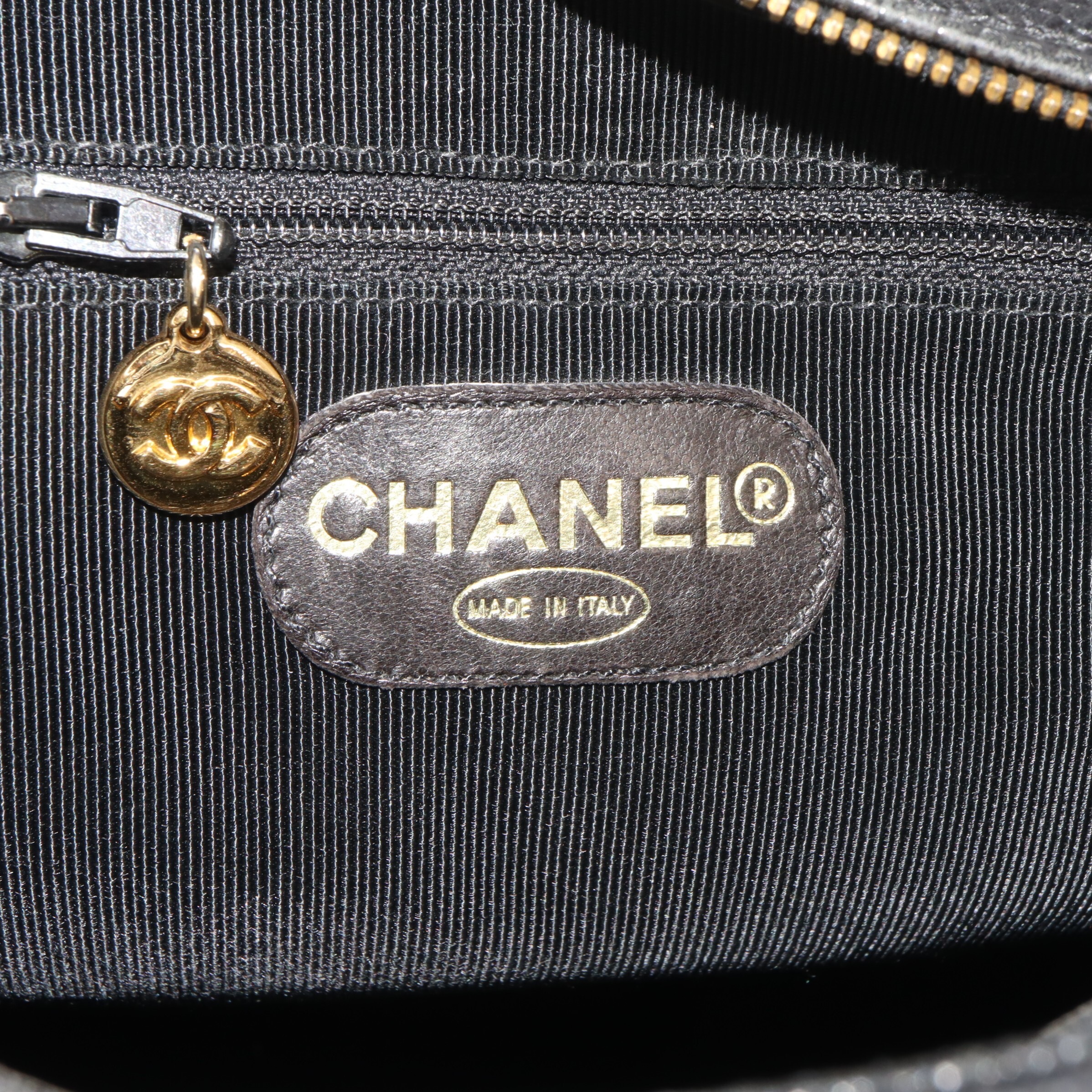 Chanel Triple Coco Mark Caviar Chain Tote Bag