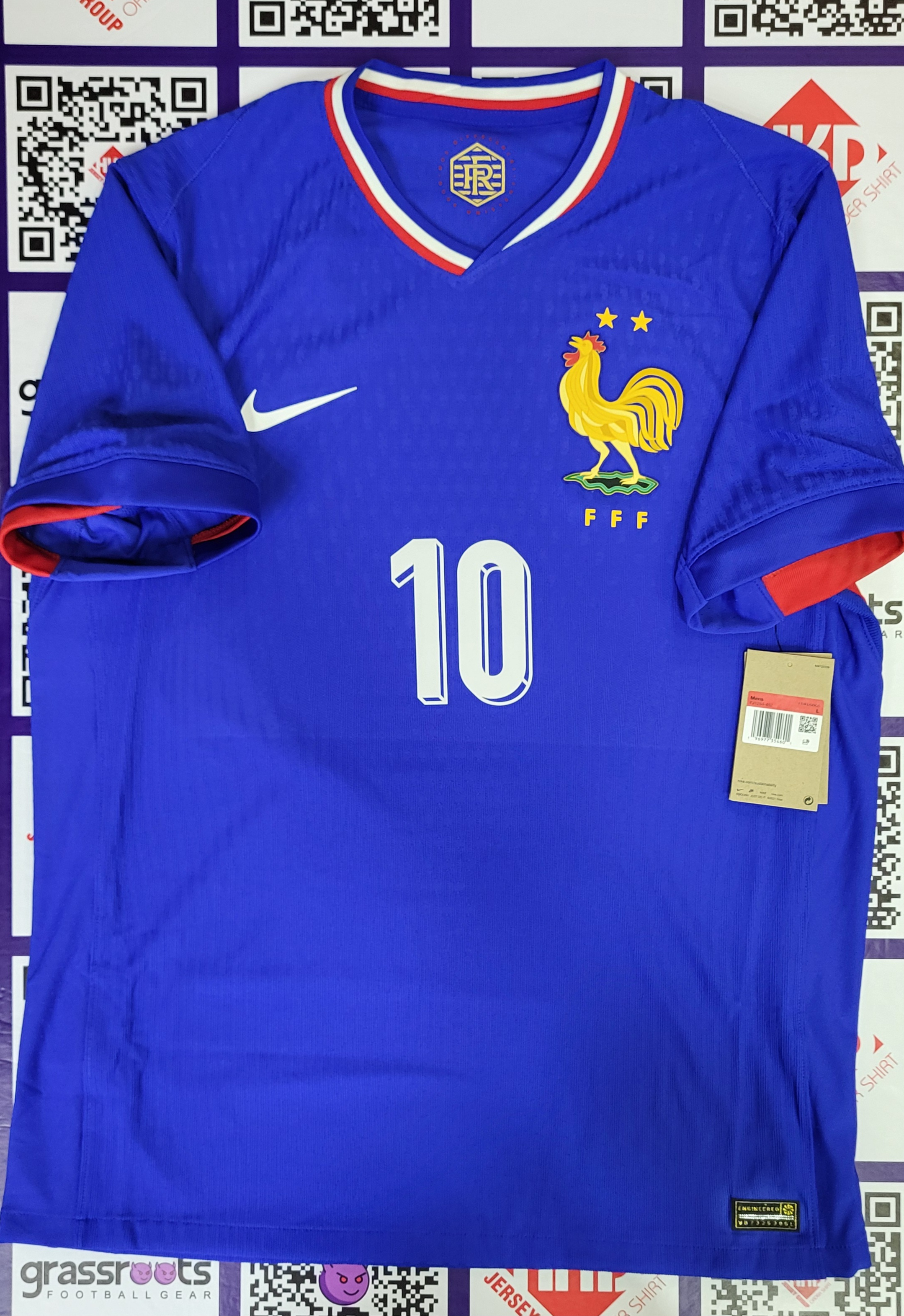 2024 法國 主 球員版 Size L 連原裝MBAPPE印字