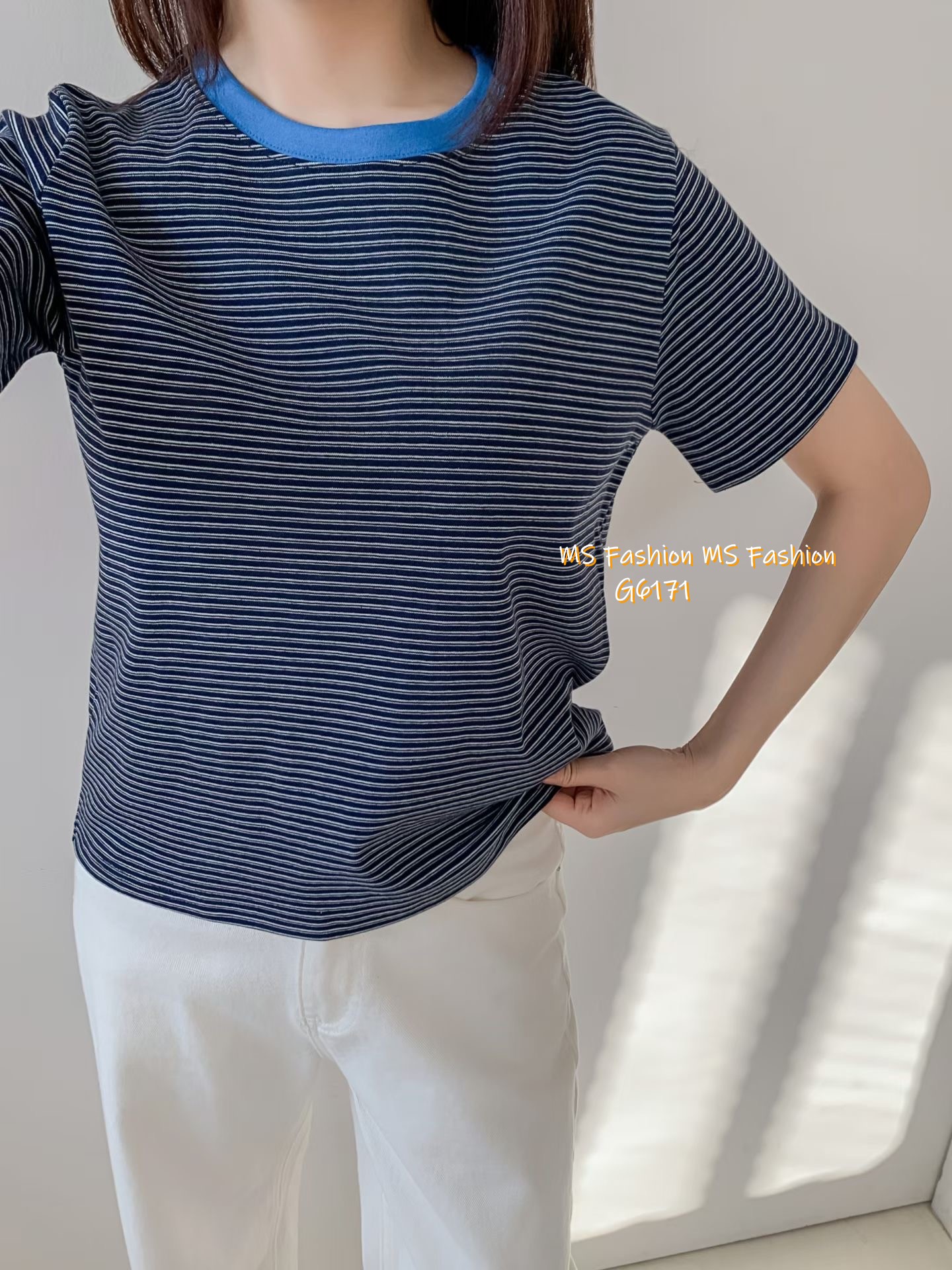  G6171 韓國🇰🇷拼色領橫間top