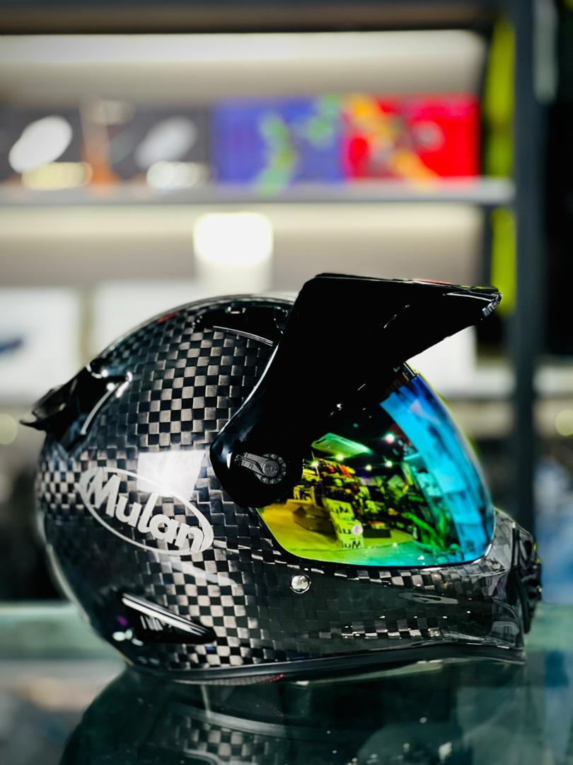 MULAN 739 12K CARBON FIBRE Adventure Helmet | Bulletproof Kevlar | Photochromic Visor | ECE Approved | Touring Ready