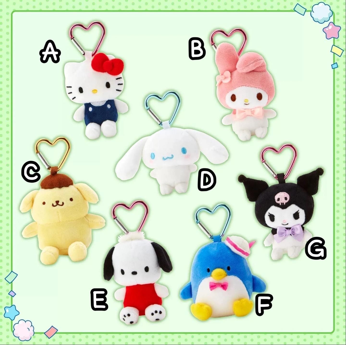 Sanrio 角色心形扣絨毛吊飾系列