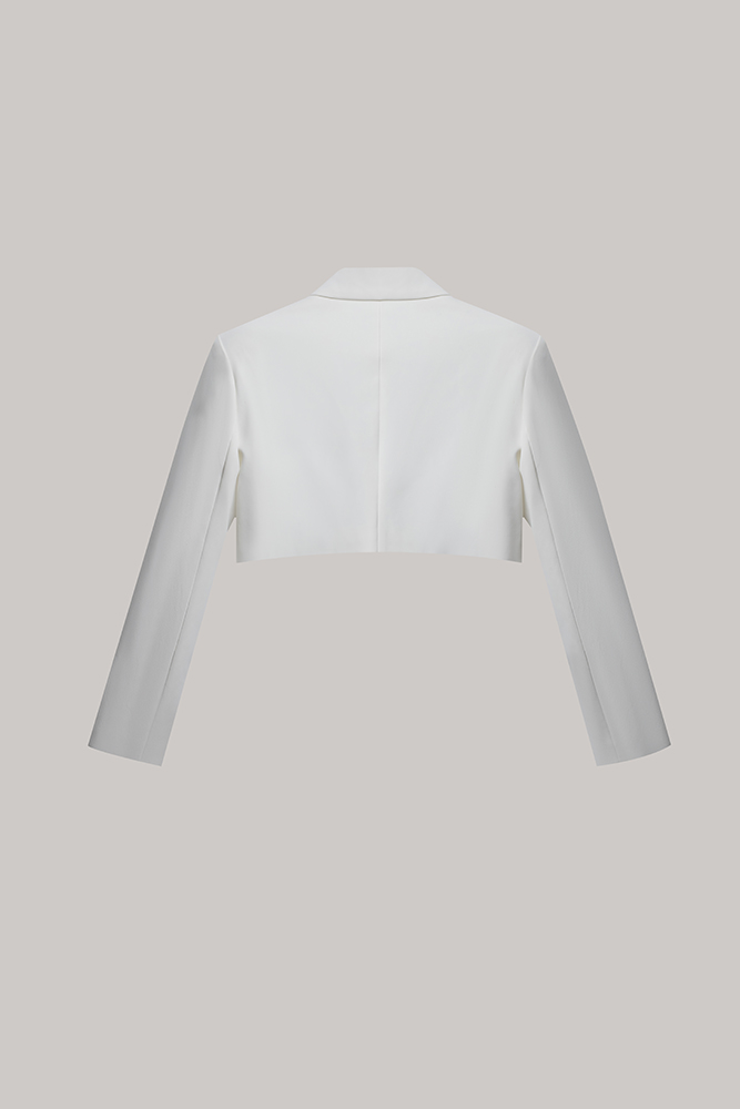 White Cropped Chain-Detail Blazer