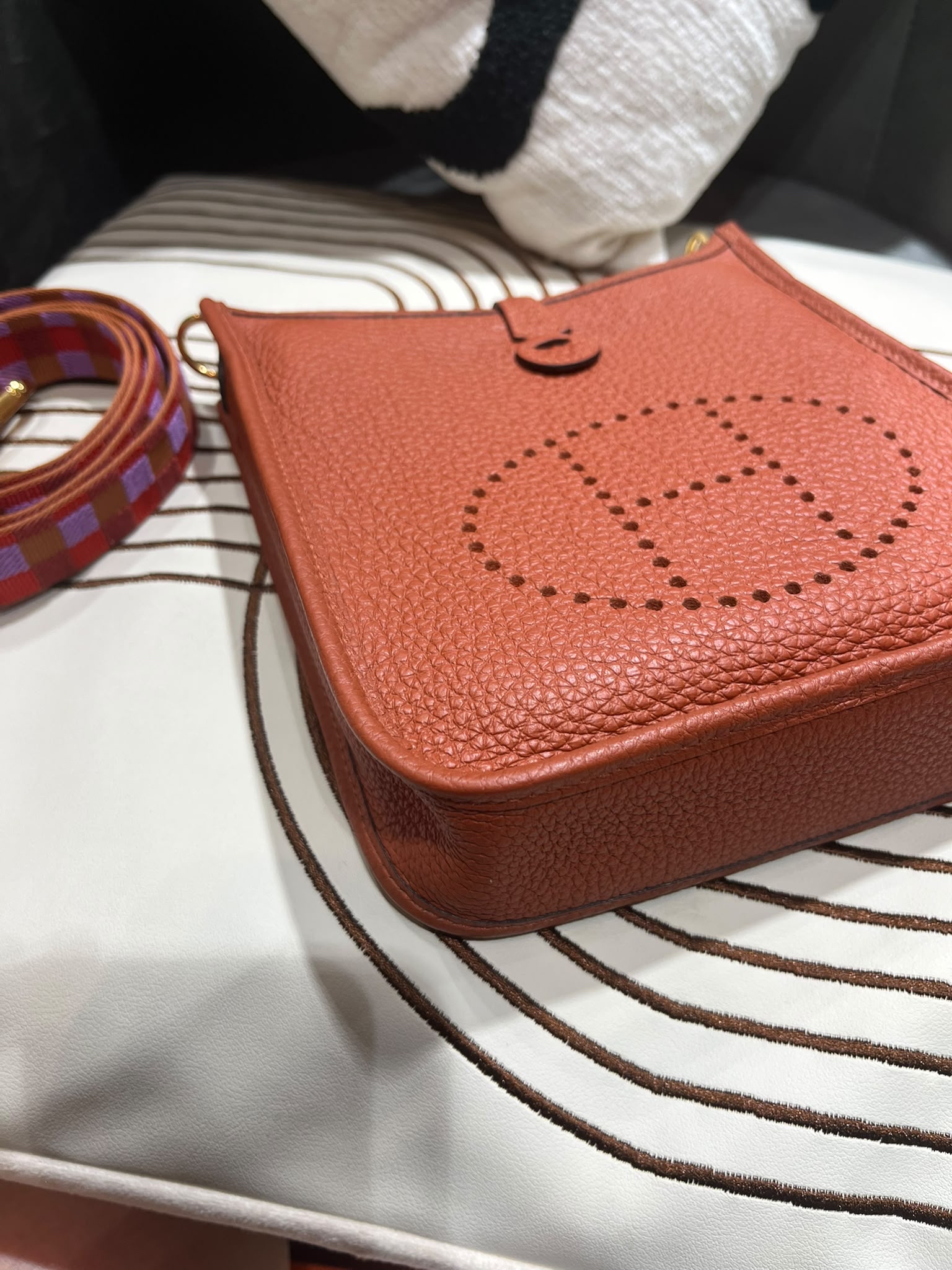 Hermes mini evelyne ,STAMP U,6C 古銅牛皮 100%Authentic,98%new ✅原裝織紋肩帶✅dust bag  