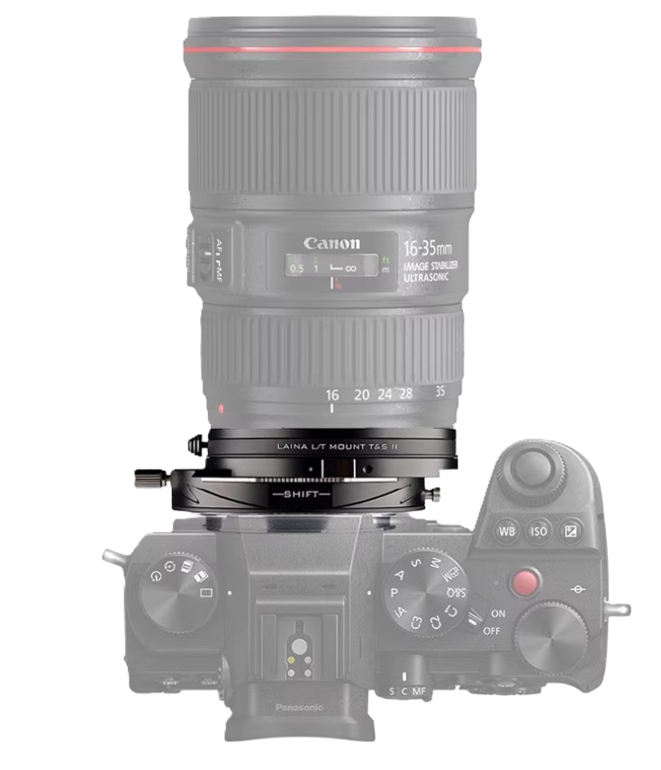 LAINA Lens Mount Double Adapter, T-Mount (T / T-2) Screw Mount SLR Lens And Canon EOS (EF / EF-S) D/SLR Lens To Leica L-Mount Alliance (TL/SL) Mirrorless Cameras Tilt & Shift II 移軸、平移金屬接環