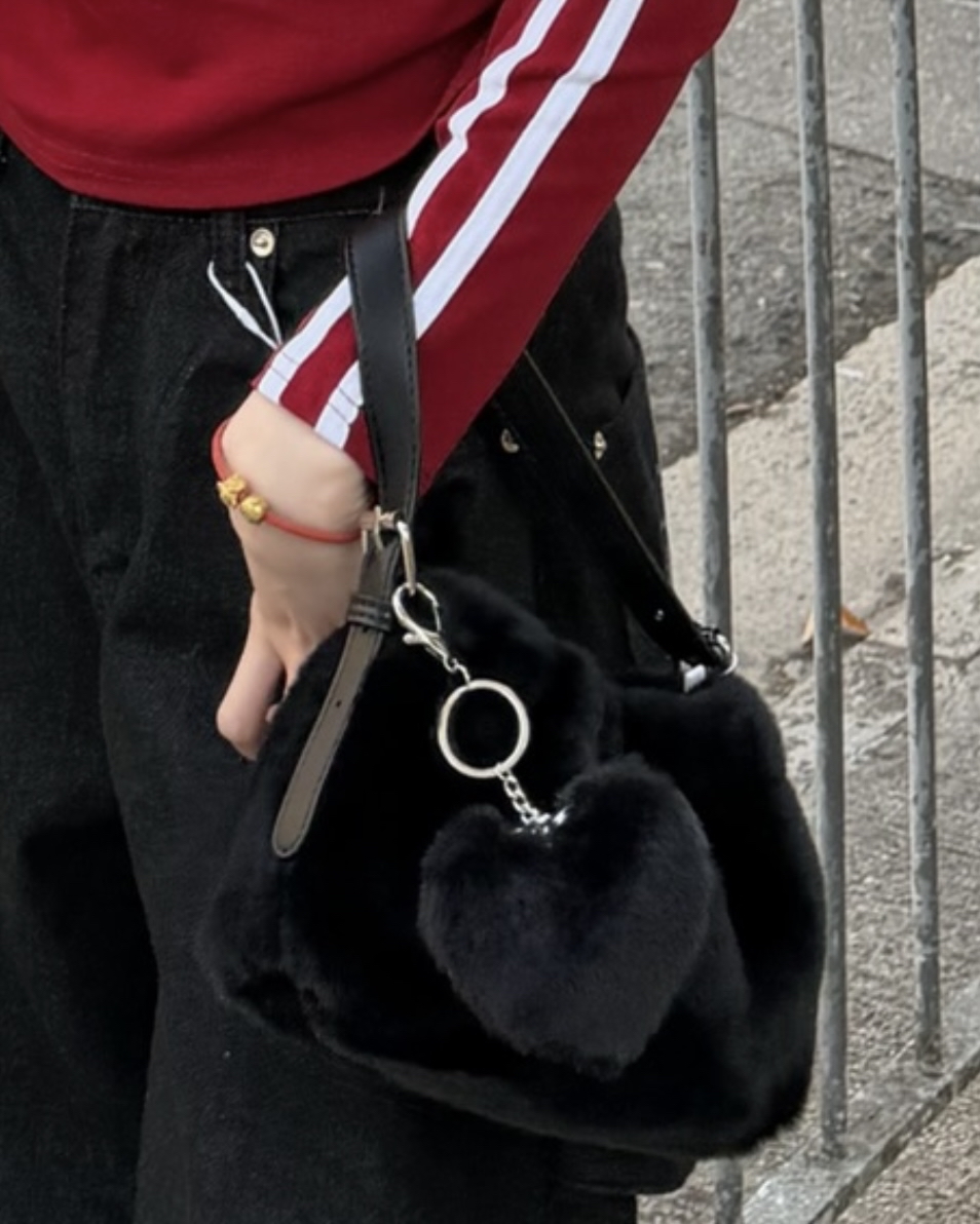 韓國豹紋毛毛迷你手袋（兩用）