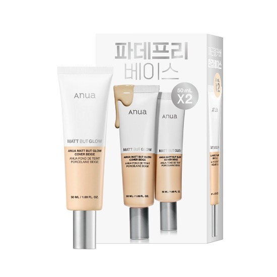 ANUA Matte But Glow Cover Beige柔霧光感遮瑕粉底液50ml+50ml | Olive Young優惠套裝