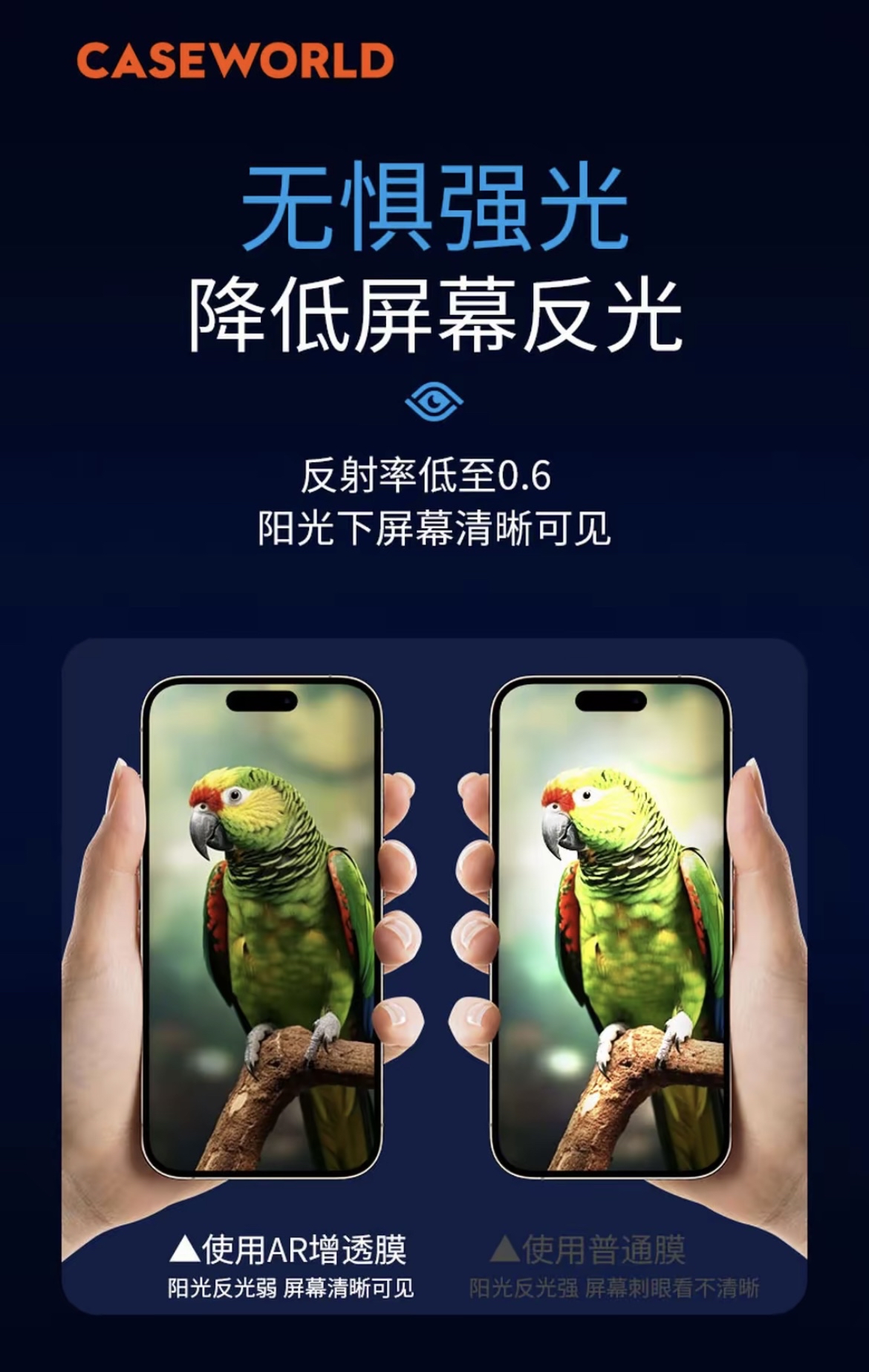 CASEWORLD 0.15mm 光学级 AR 增透钢化膜 | iPhone 17 Pro Max 专用 | 95% 极致透光率 | 拒绝反光 (赠无尘秒贴舱)