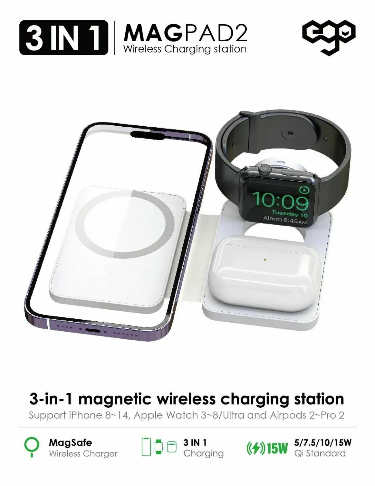 EGO 3in1 MAGPAD Magsafe 充電器