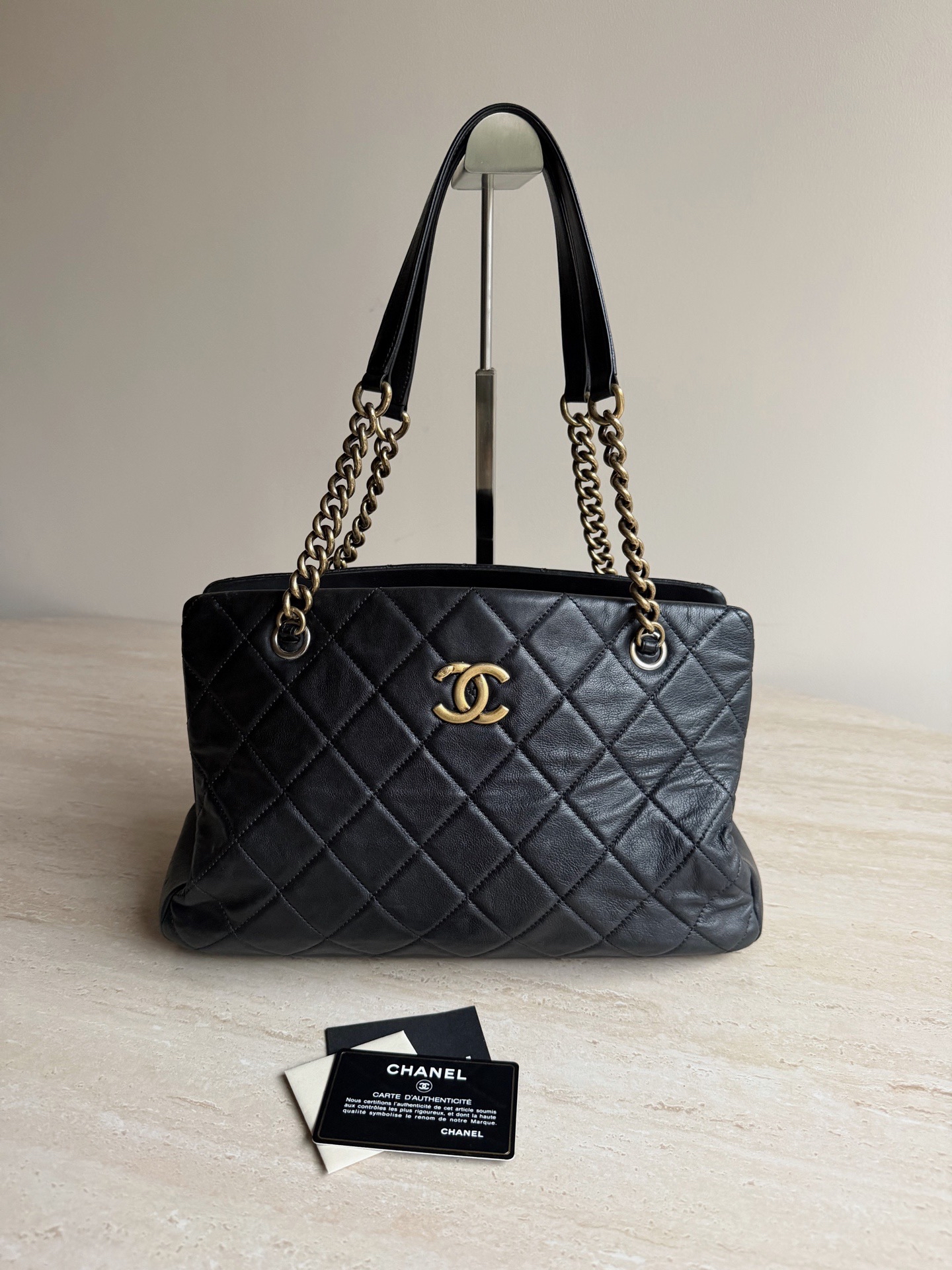 【預訂貨品】Chanel黑色牛皮菱格紋tote bag