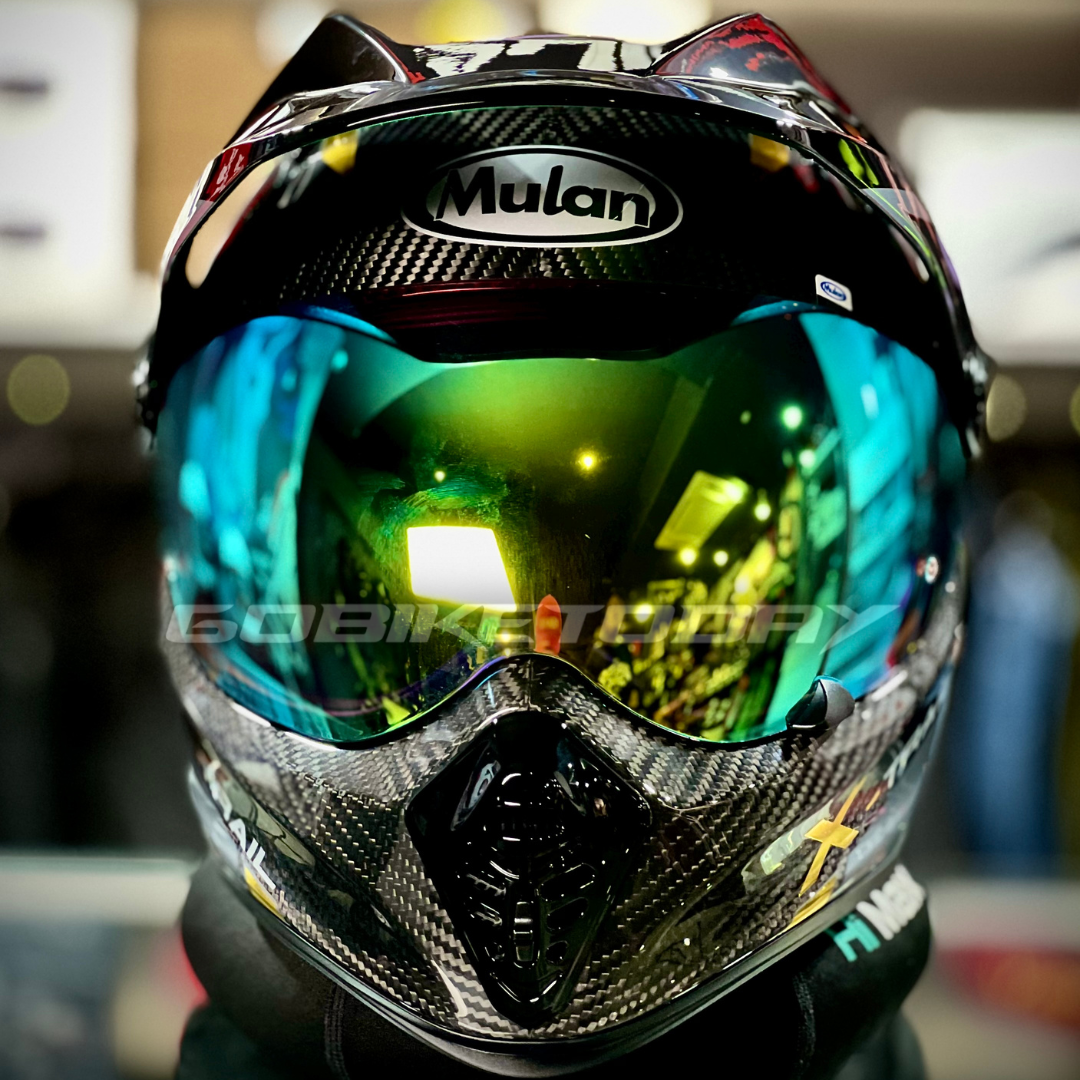 MULAN 739 3K GRAPHIC CARBON FIBRE Adventure Helmet | Bulletproof Kevlar | Photochromic Visor | ECE Approved | Touring Ready