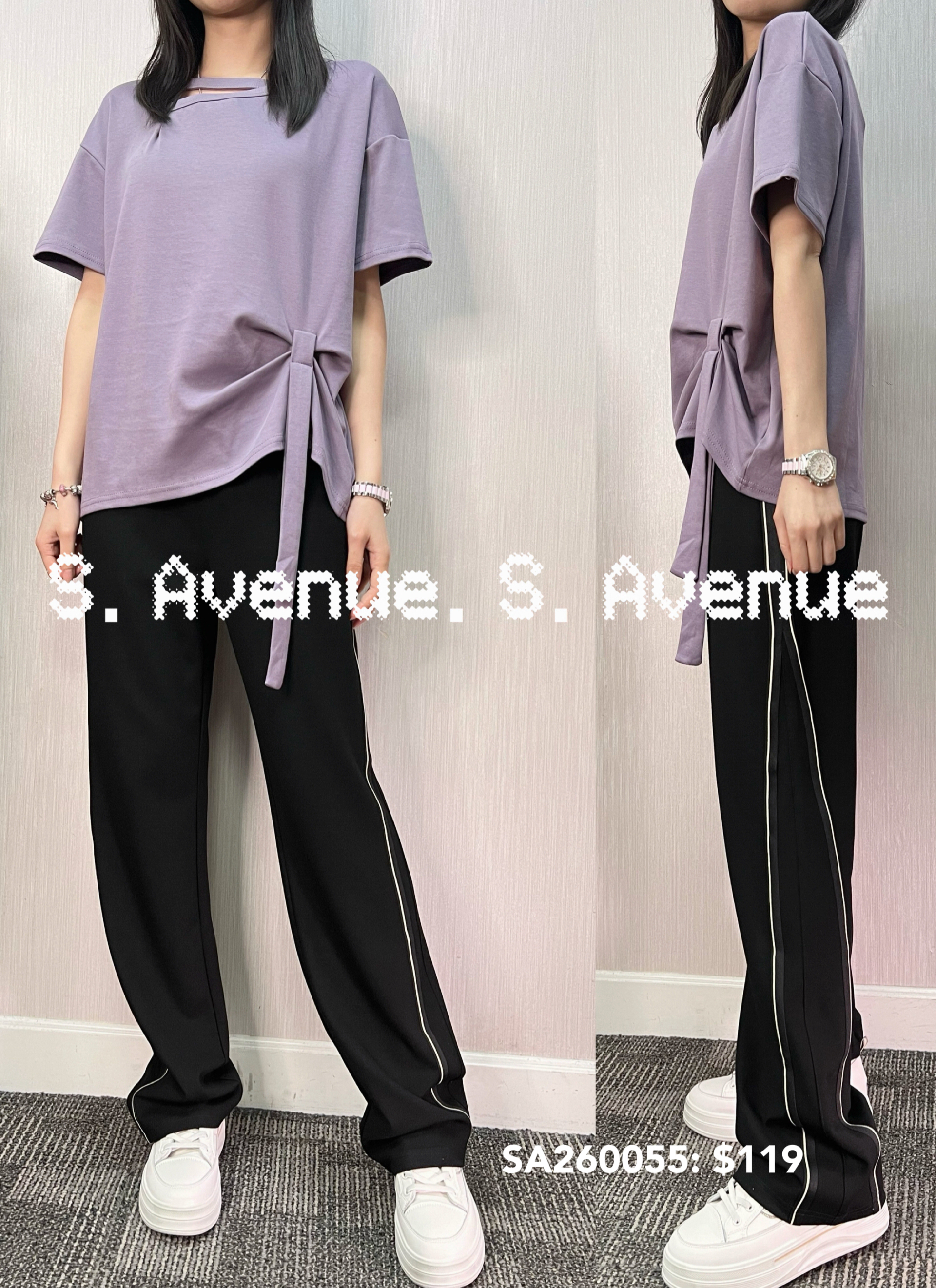 SA260055: 短袖領有帶腳打撍tee